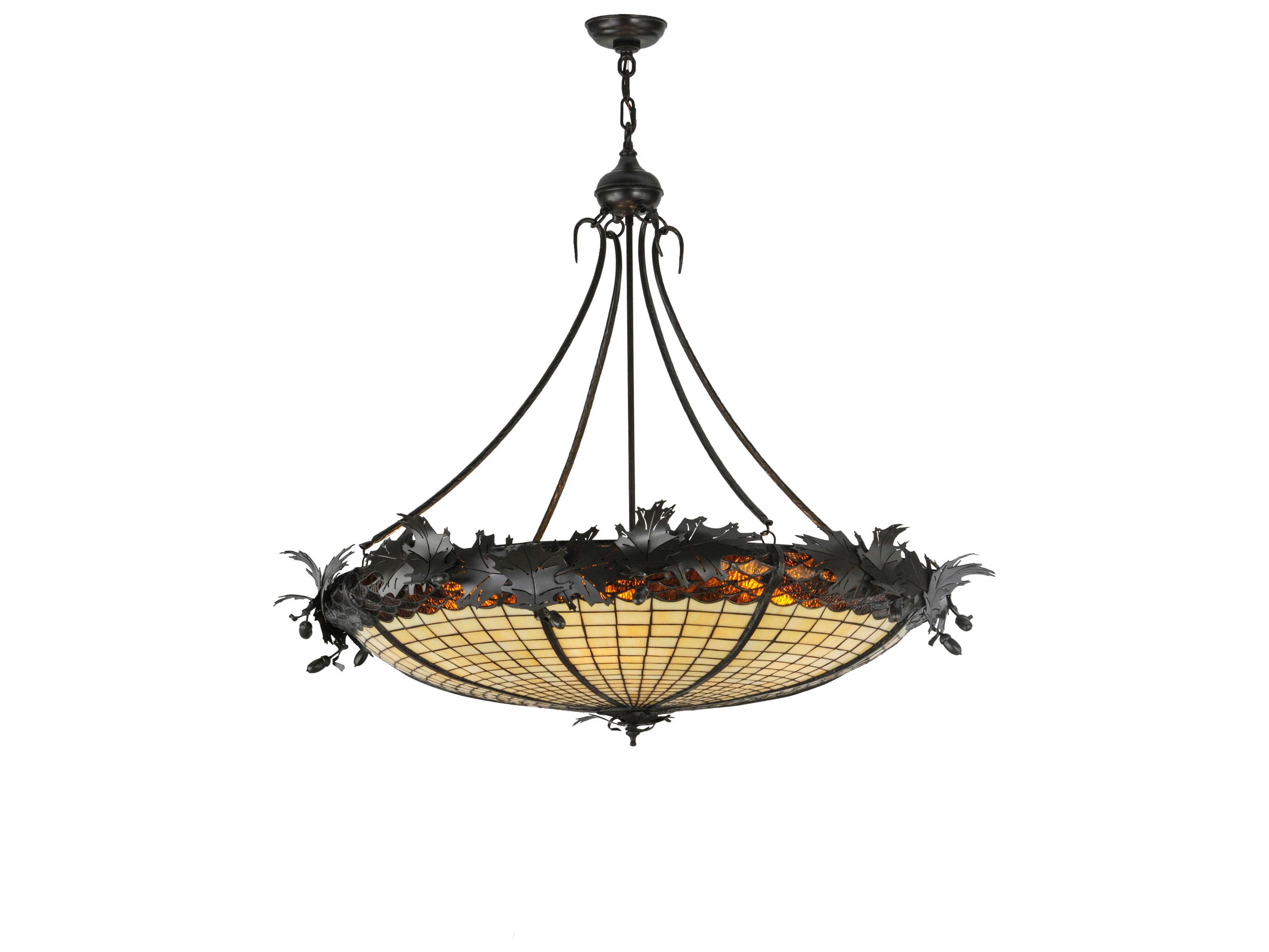 Meyda Greenbriar Oak 6-Light Brown Bowl Pendant