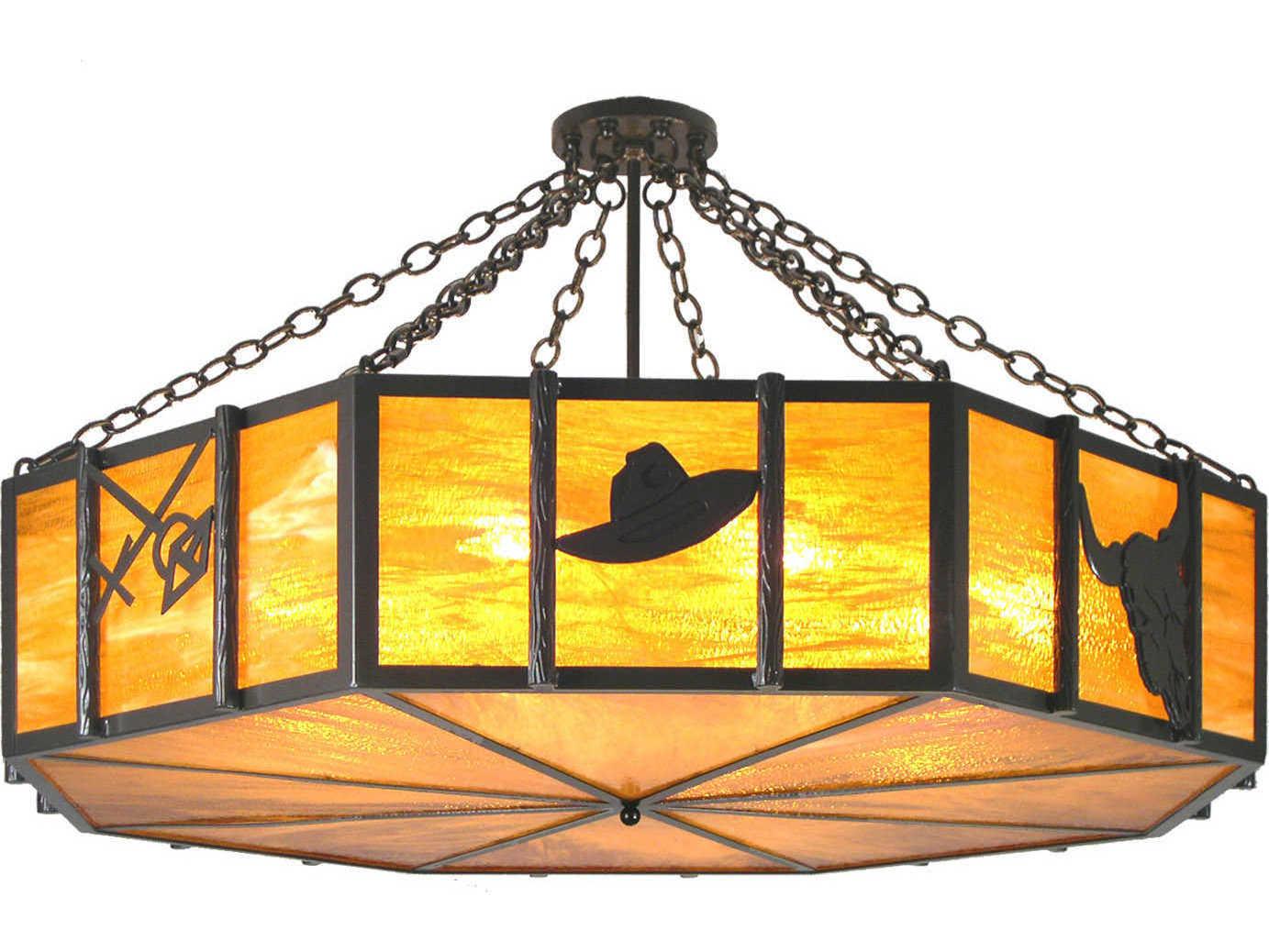 Meyda Rustic 8-Light Bronze Geometric Semi Flush Mount