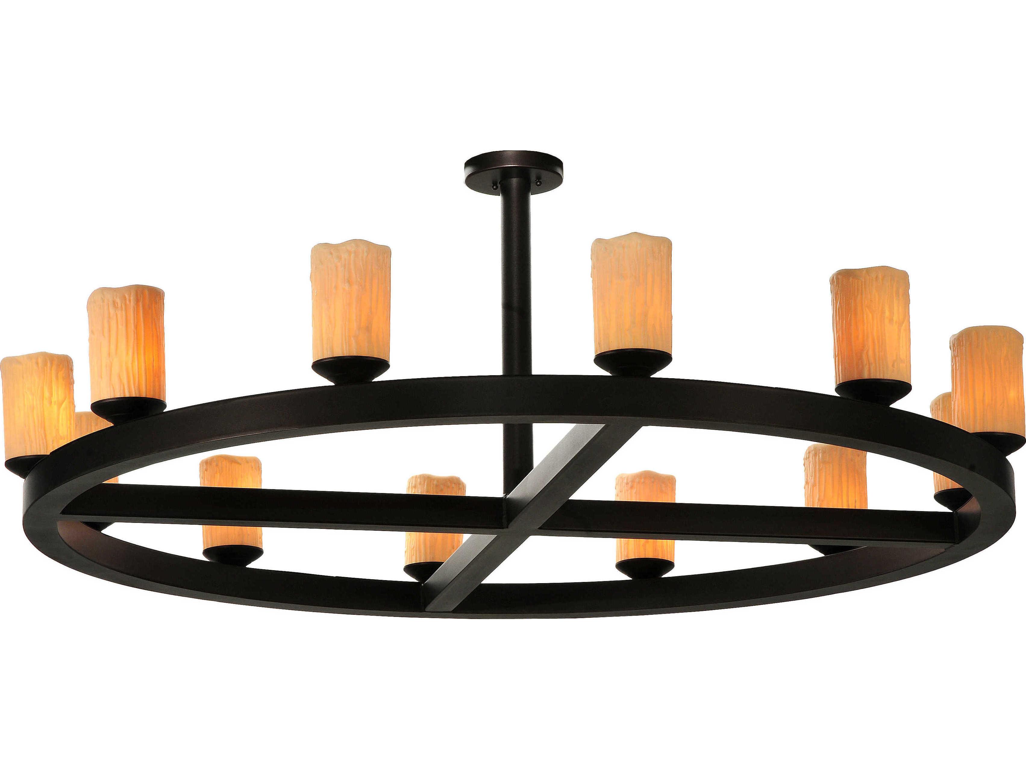 Meyda Rustic 12-Light Bronze Cylinder Round Semi Flush Mount