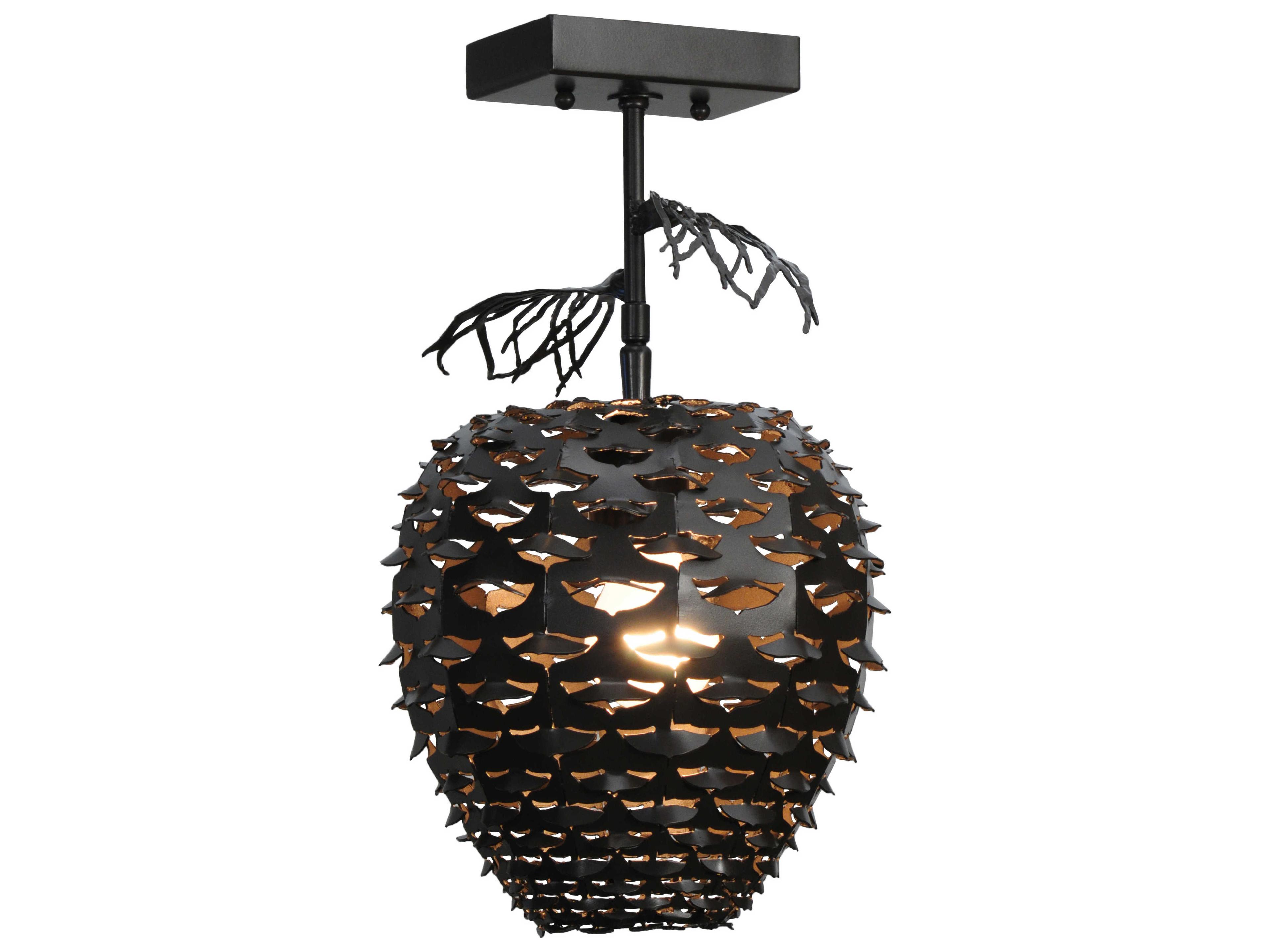 Meyda Rustic 1-Light Bronze Semi Flush Mount