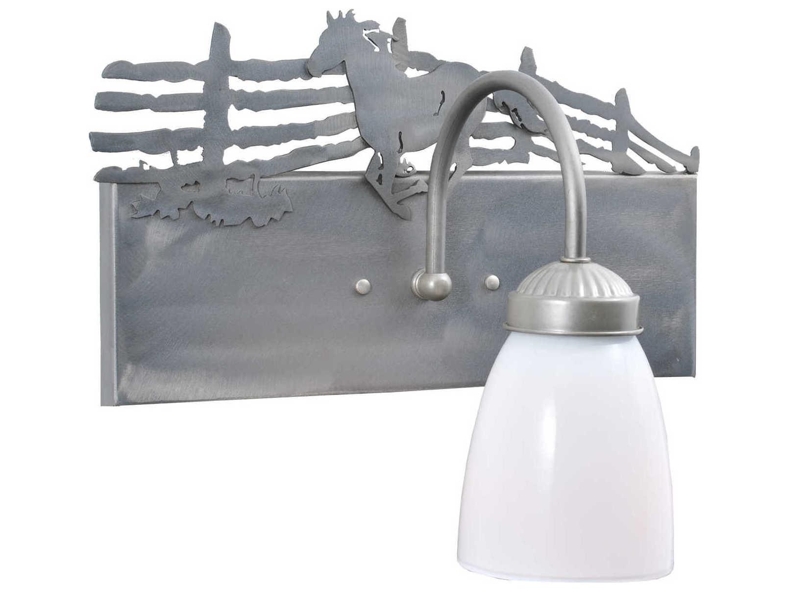 Meyda Rustic 1-Light Steel Glass Vanity Light