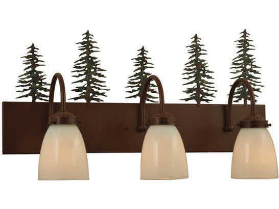 Meyda Rustic 3-Light Red Glass Vanity Light