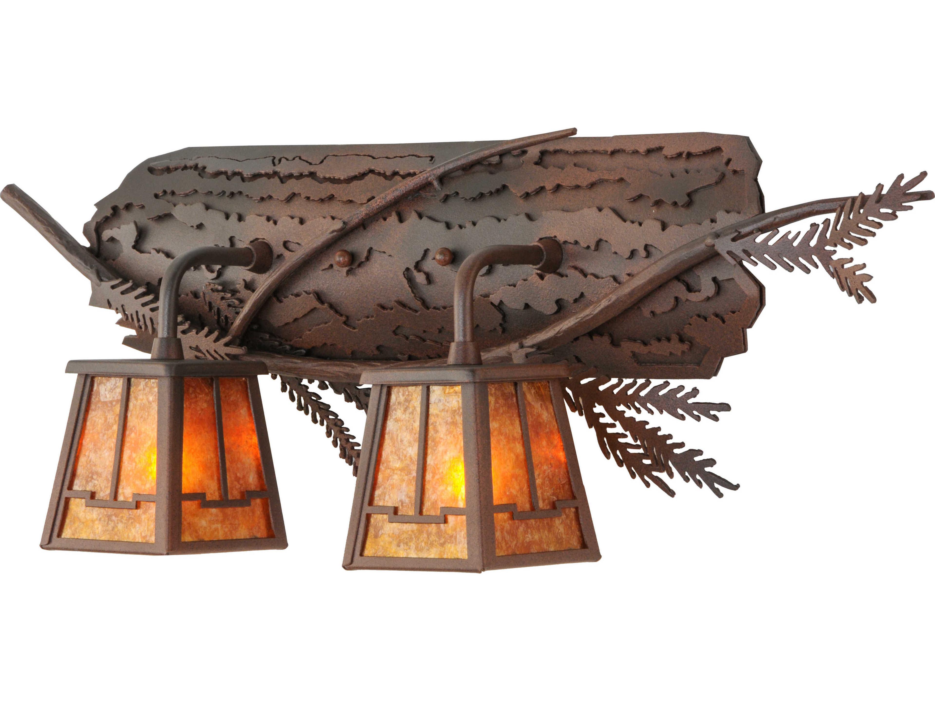 Meyda Pine Branch Valley View 2-Light Red Glass Vanity Light
