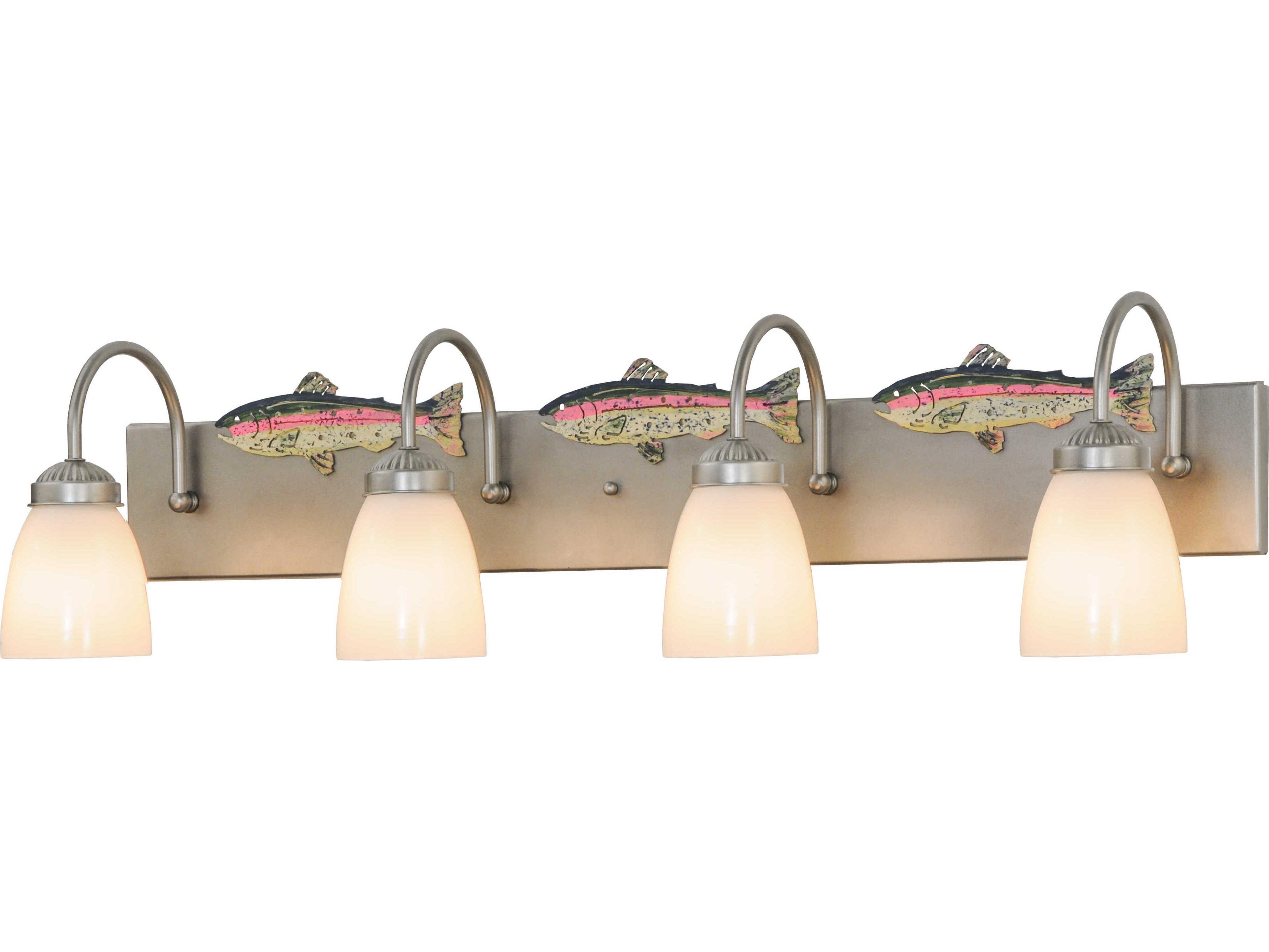 Meyda Rustic 4-Light Nickel Glass Vanity Light