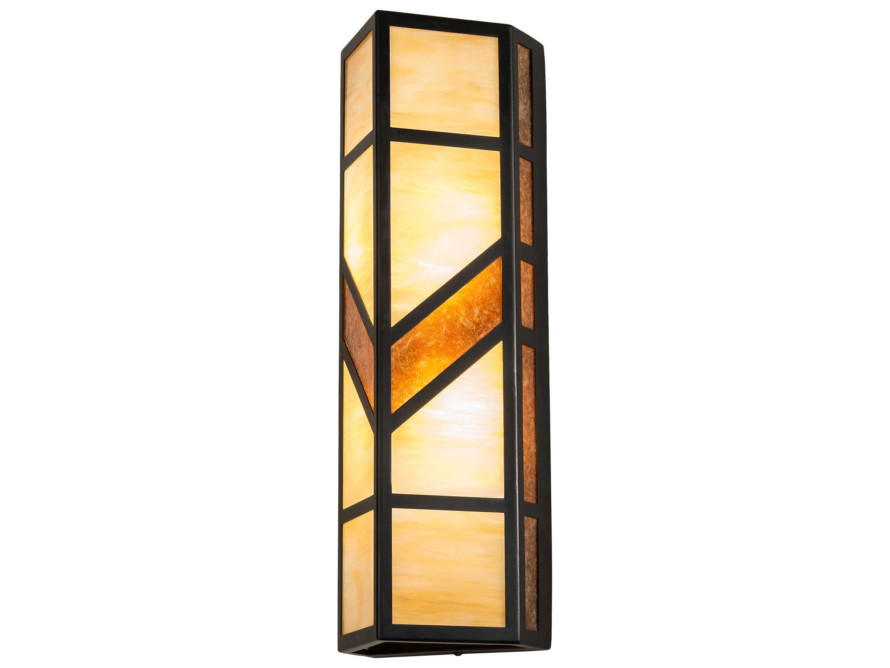 Meyda Santa Fe 2-Light Black Beige Amber Mica Brown Glass LED Wall Sconce