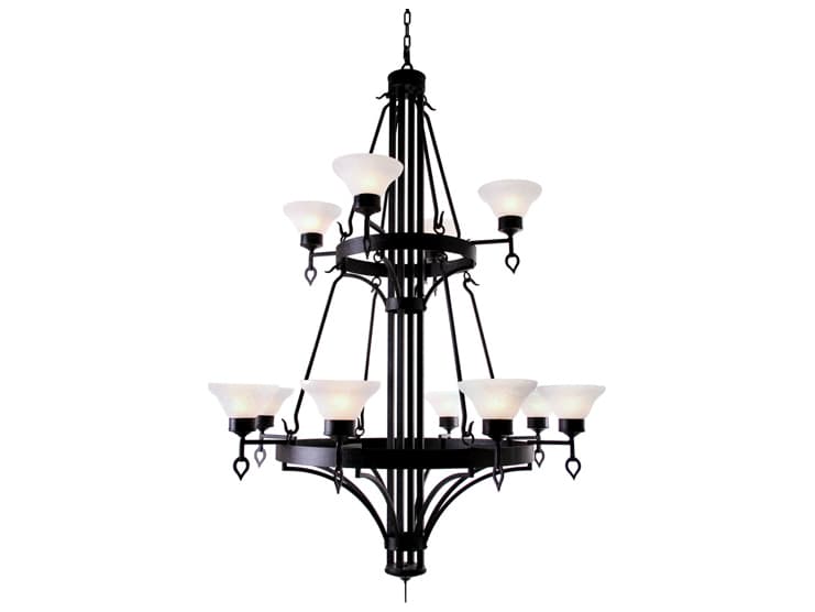 Meyda Savino 12-Light Chestnut Brown Glass Bowl Chandelier