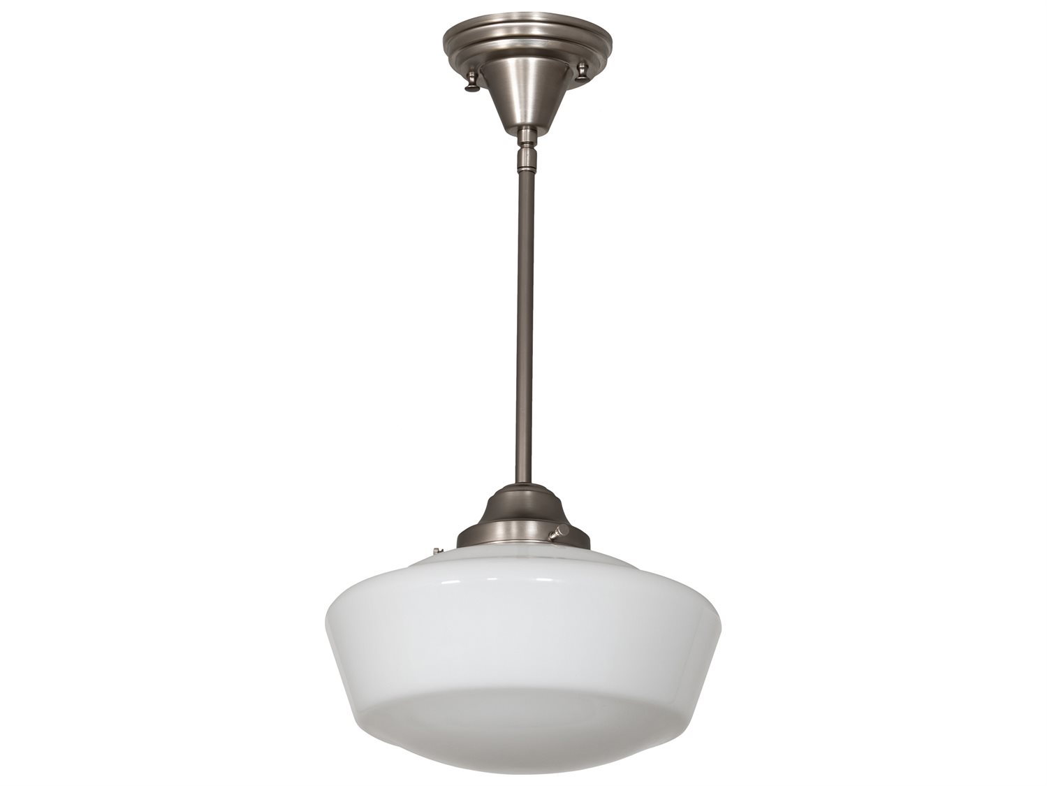 Meyda Revival Schoolhouse 1-Light Nickel White Glass Mini Pendant