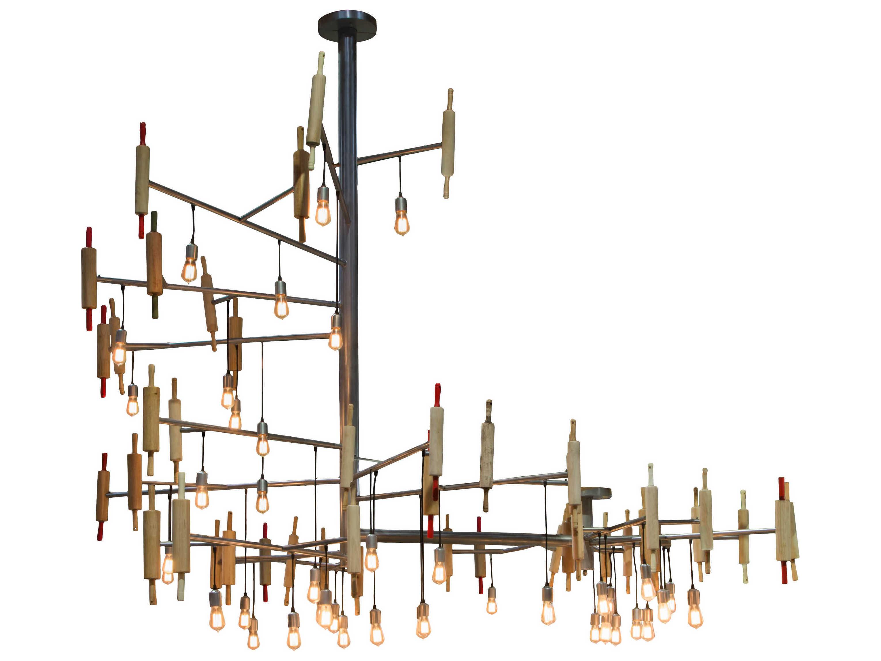 Meyda Alva 40-Light Silver Glass LED Tiered Semi Flush Mount