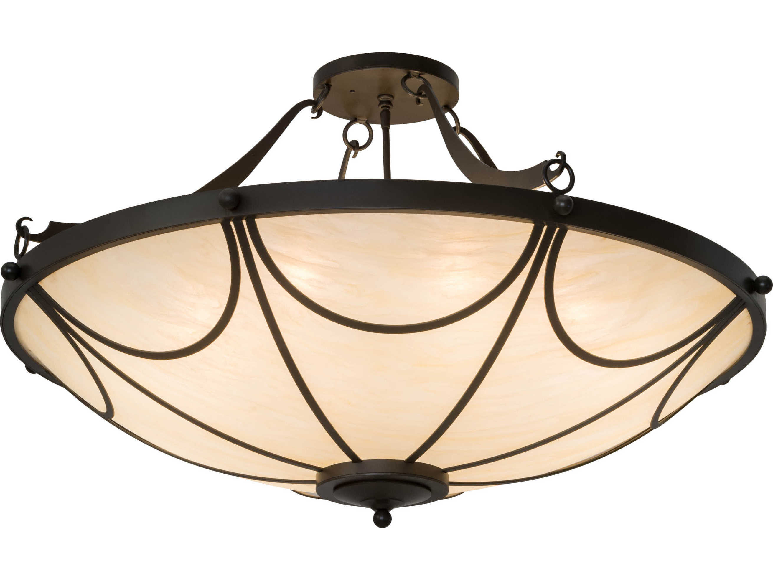 Meyda Carousel 8-Light Black Glass Bowl Semi Flush Mount