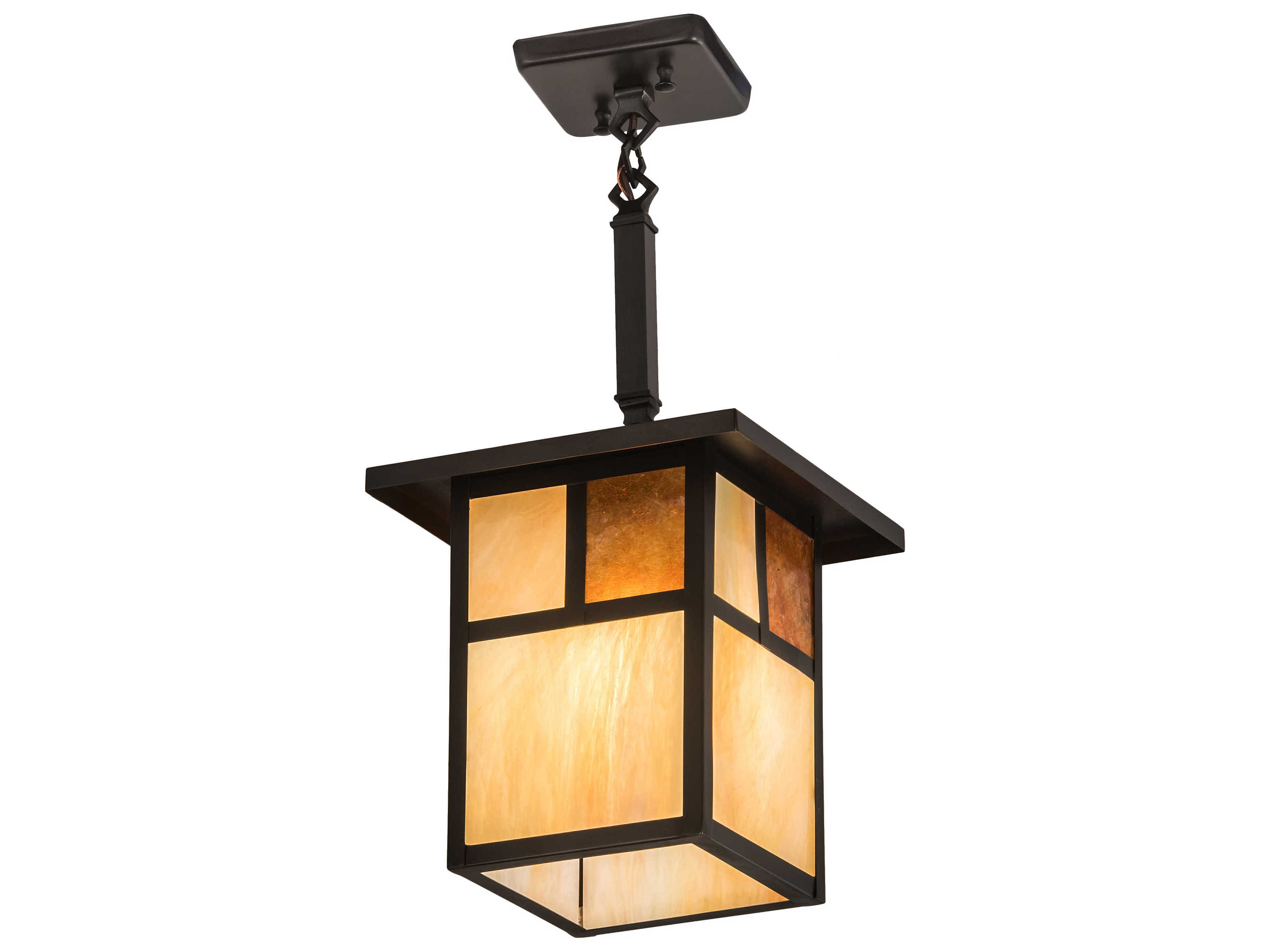 Meyda Hyde Park T Mission 1-Light Brown Glass Semi Flush Mount