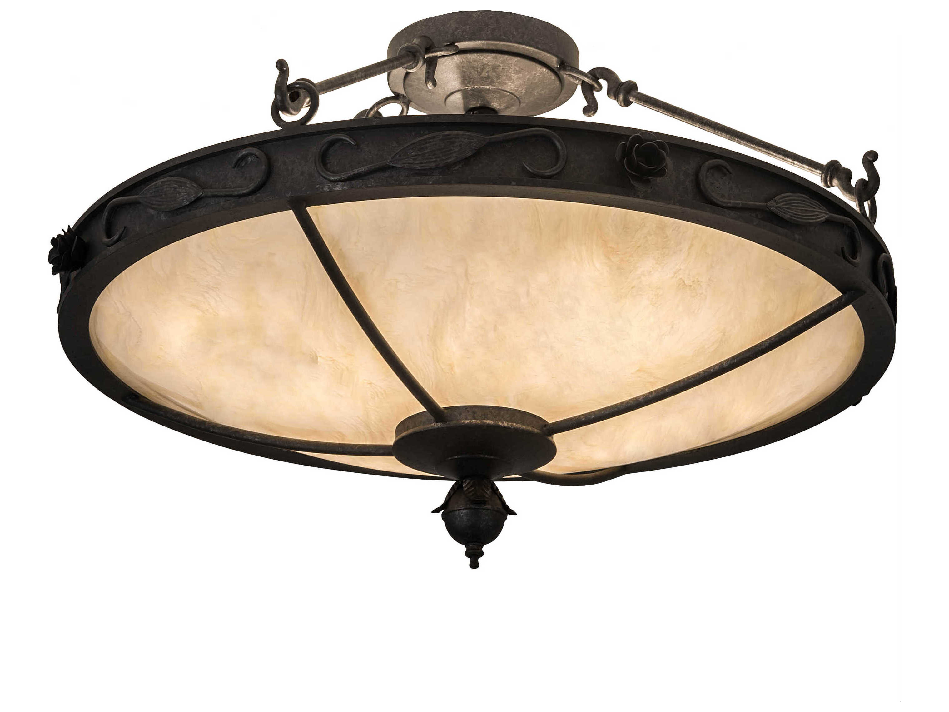 Meyda Arabesque 4-Light Black Bowl Semi Flush Mount