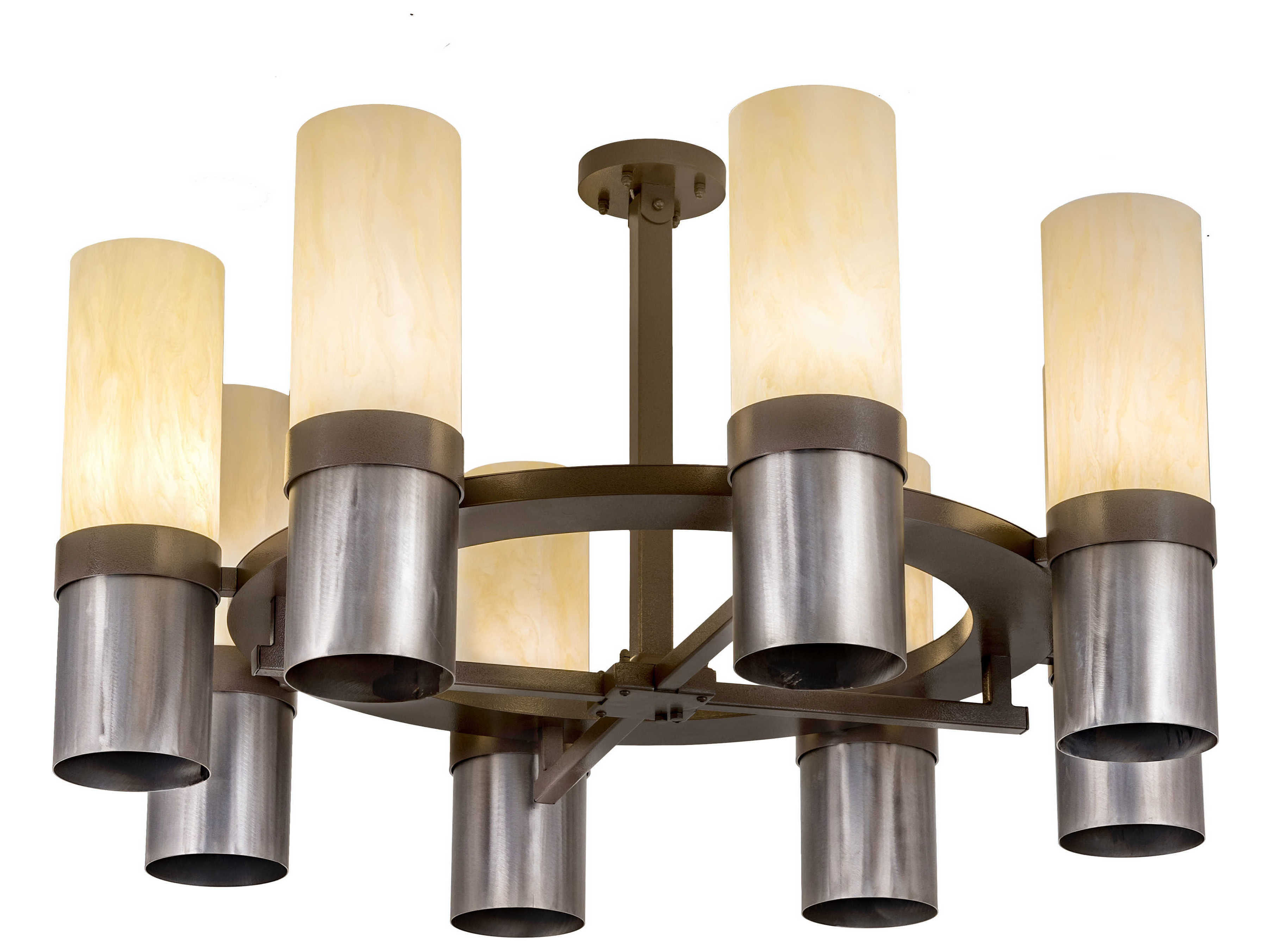 Meyda Farmington 8-Light Brown Cylinder Semi Flush Mount