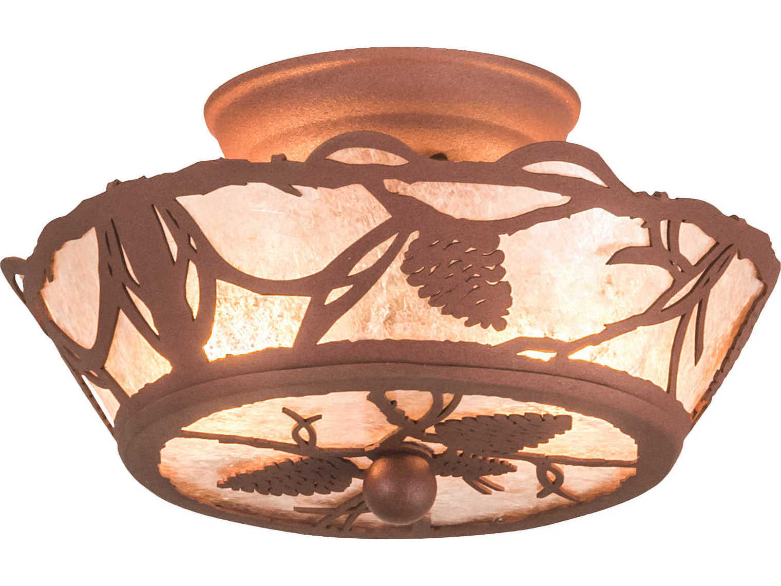 Meyda Whispering Pines 2-Light Copper Bowl Semi Flush Mount