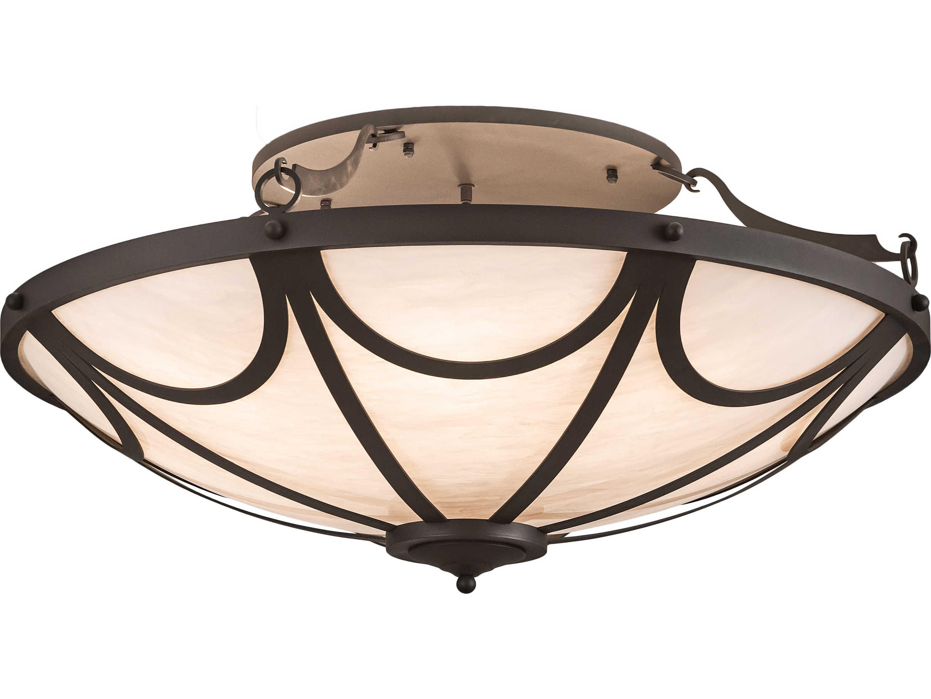 Meyda Carousel 8-Light Black Bowl Semi Flush Mount