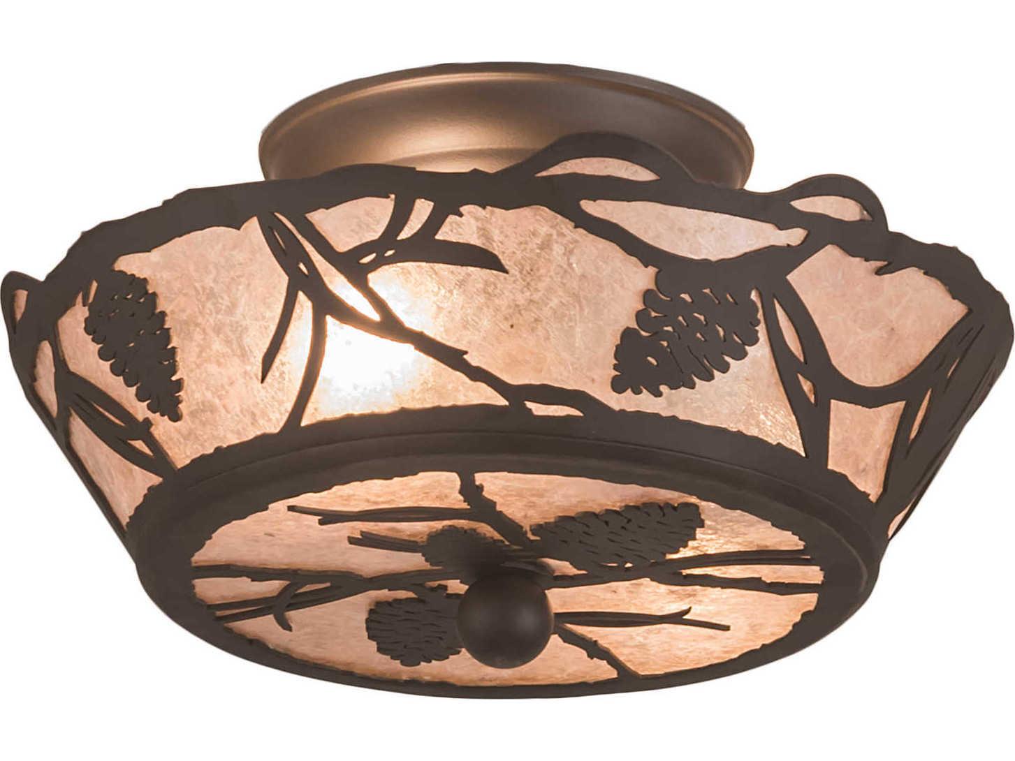 Meyda Whispering Pines 2-Light Bronze Bowl Semi Flush Mount