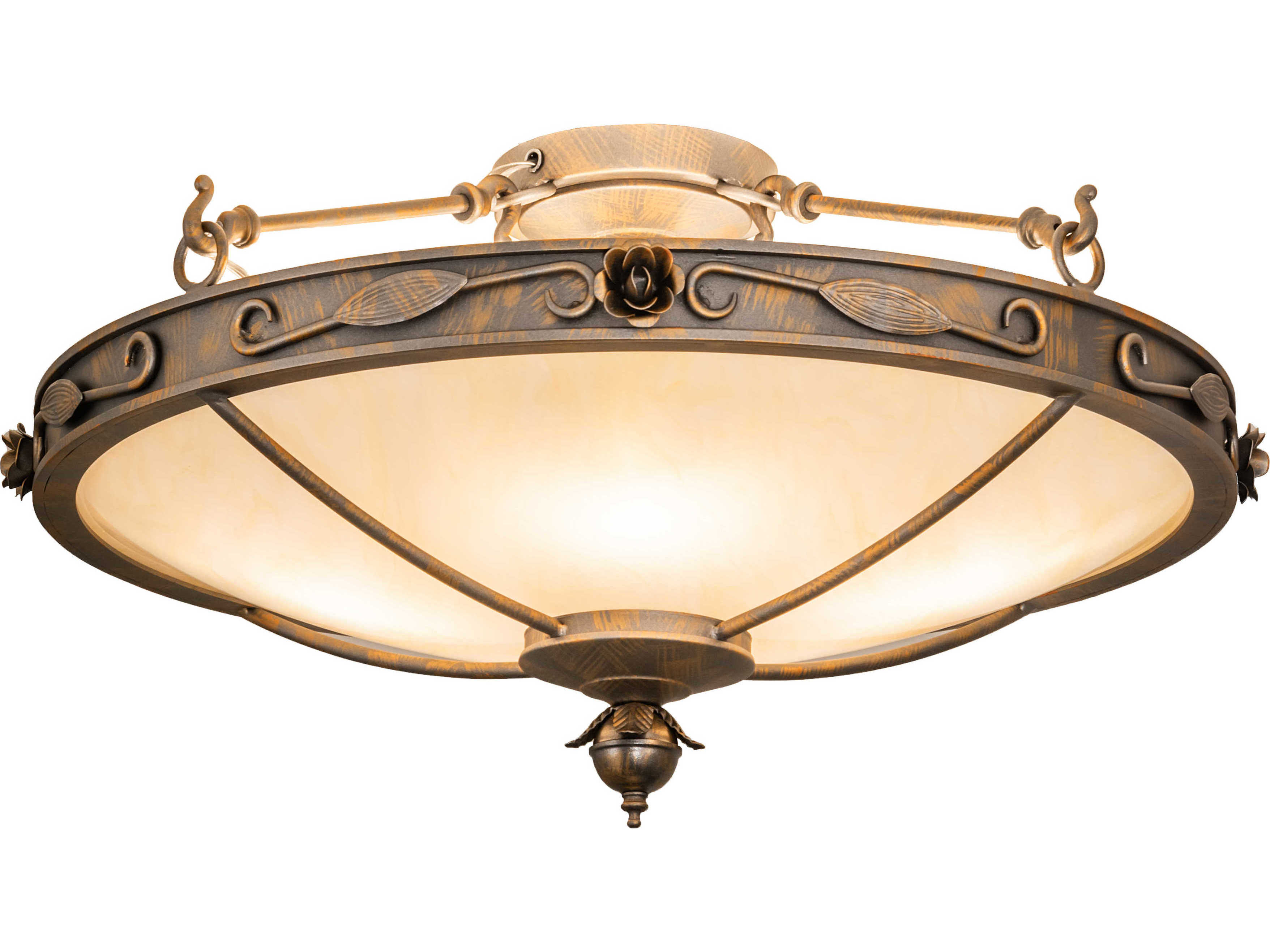 Meyda Arabesque 4-Light Bronze Bowl Semi Flush Mount