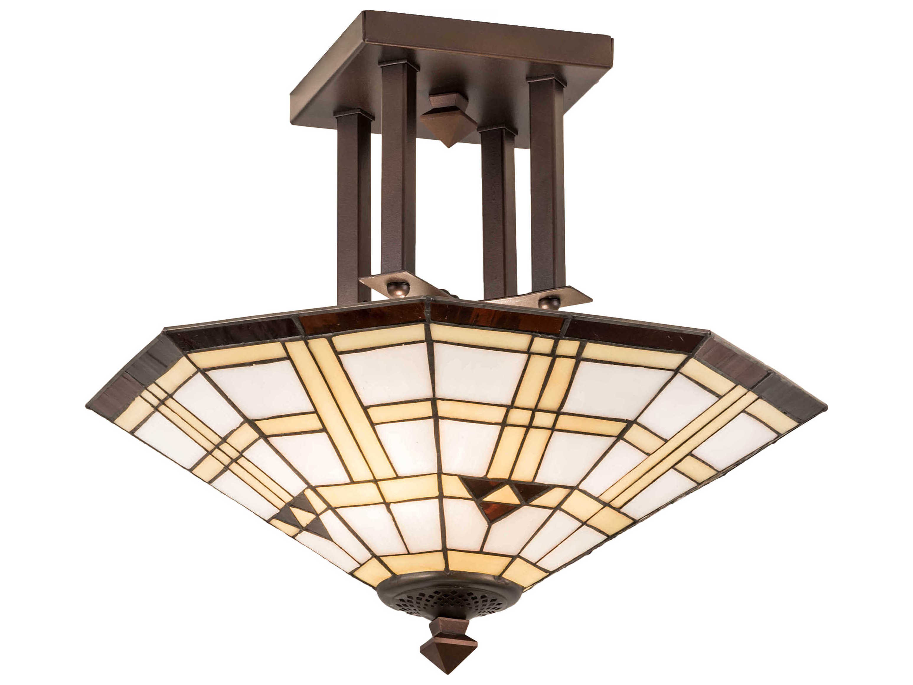 Meyda Arrowhead 2-Light Brown Glass Tiffany Semi Flush Mount