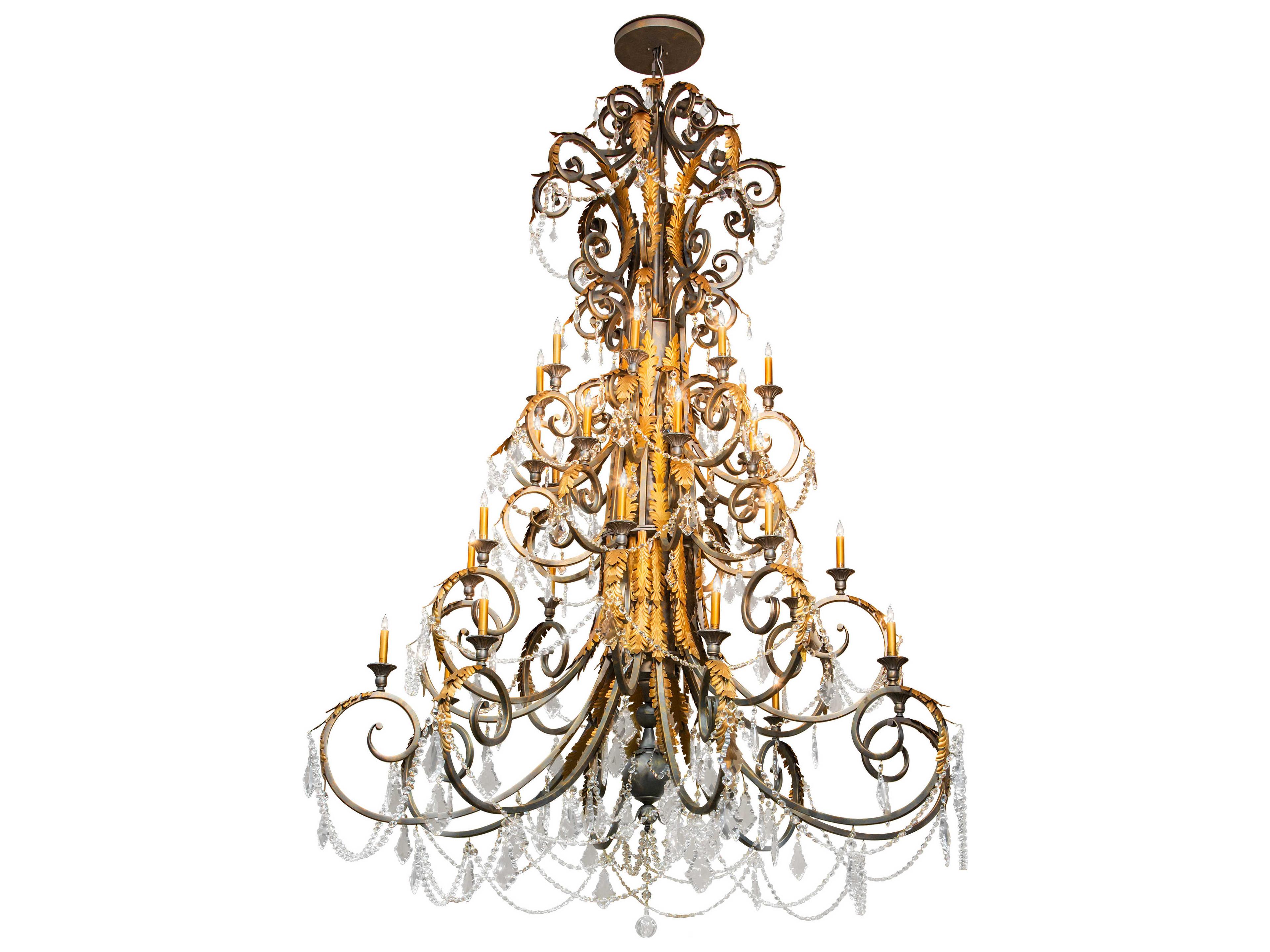 Meyda Serratina 32-Light French Bronzed Crystal Gold Candelabra Tiered Chandelier