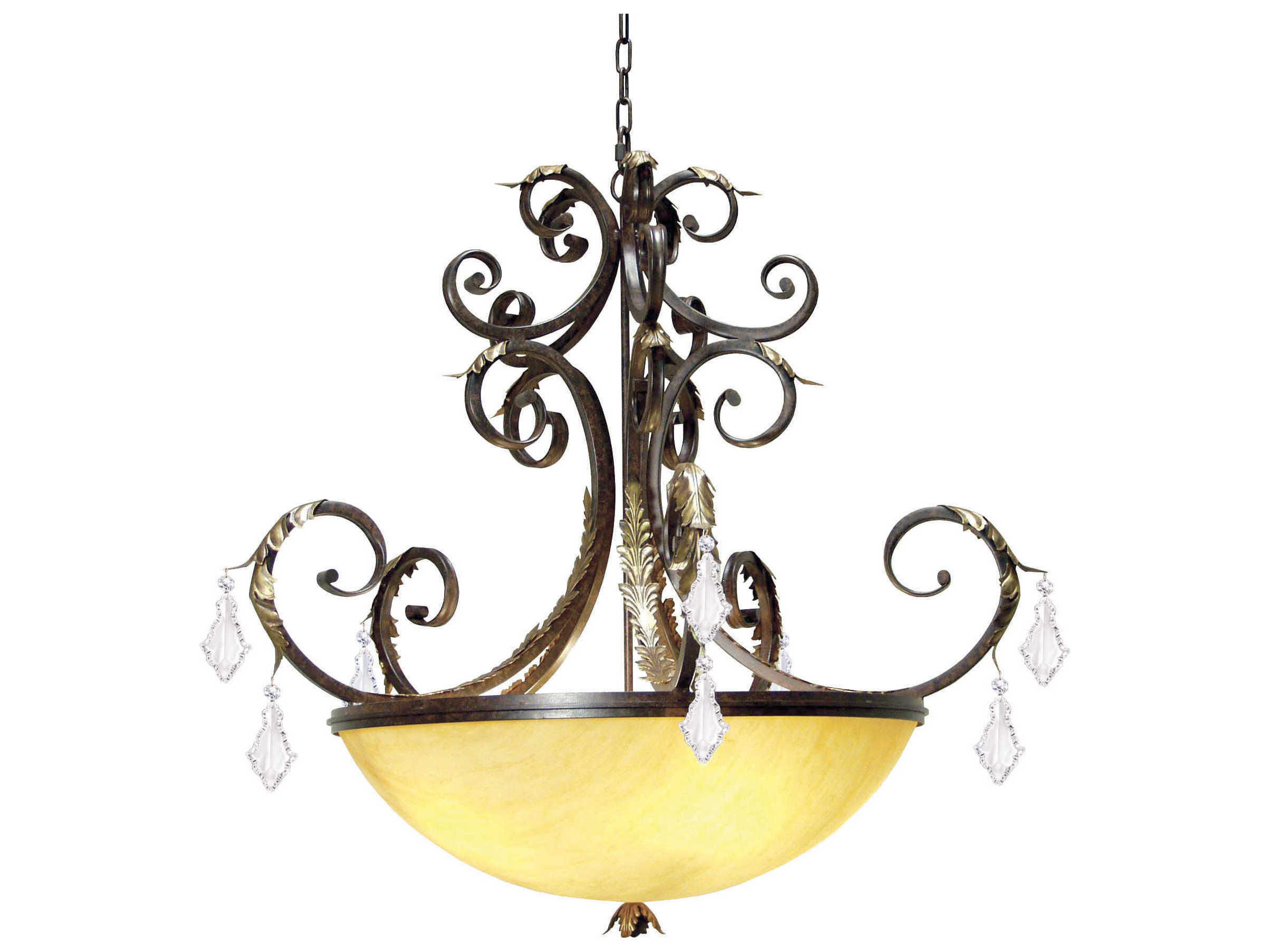 Meyda Serratina 5-Light Cajun Spice Brown Crystal Bowl Pendant