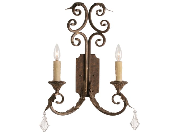 Meyda Serratina 2-Light Cajun Spice Brown Crystal Wall Sconce