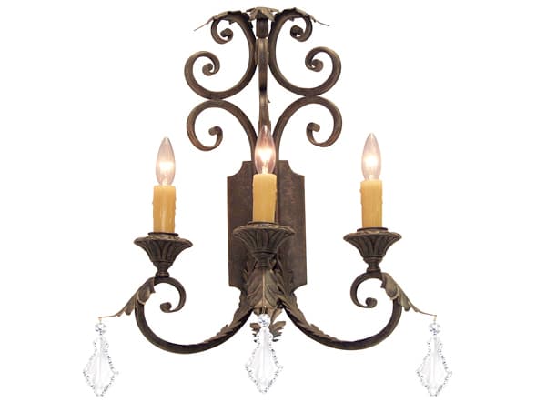 Meyda Serratina 3-Light Antiquity Brown Crystal Wall Sconce