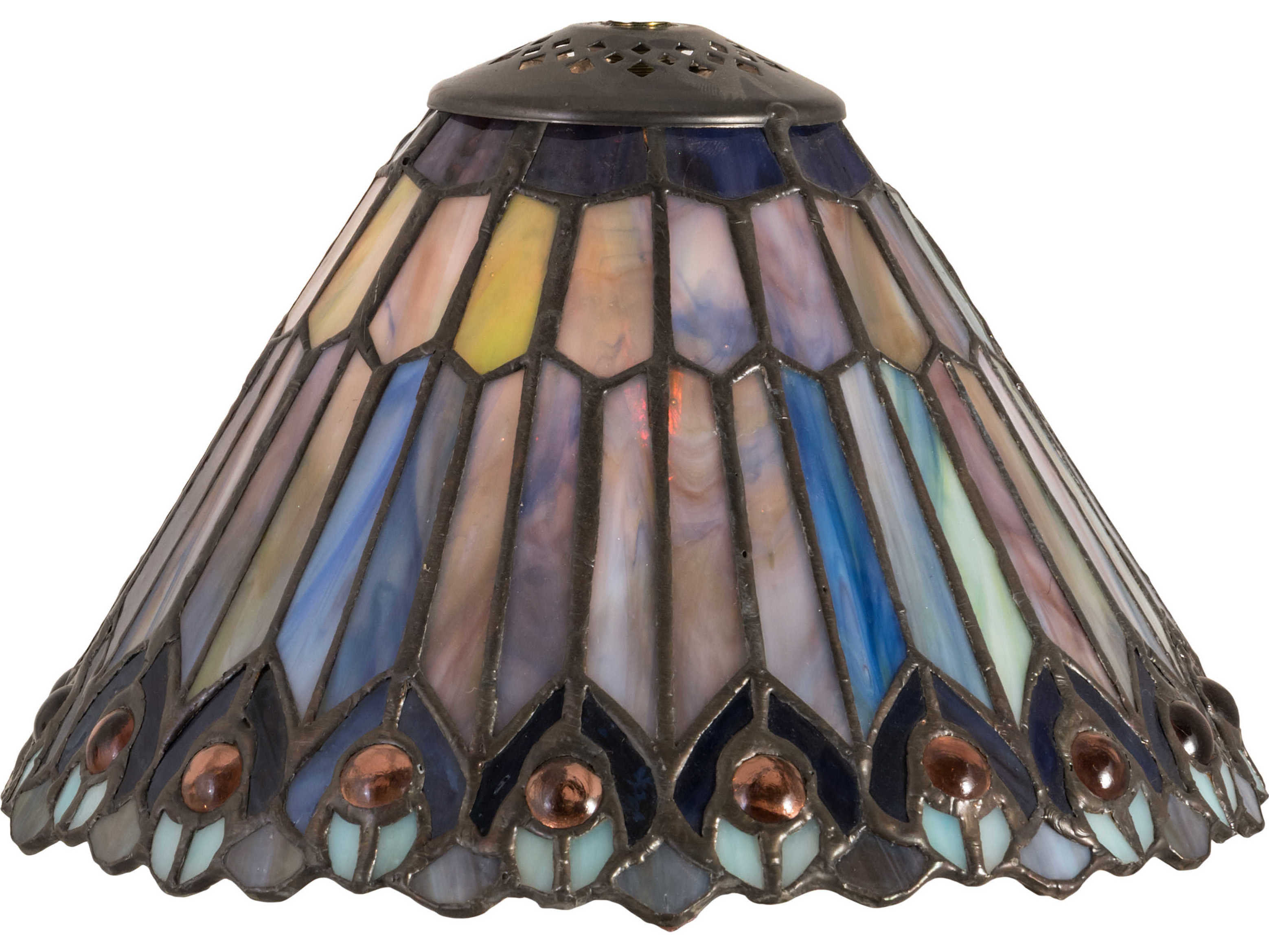 Meyda Tiffany Jeweled Peacock Pink / Amber Green 8" Shade