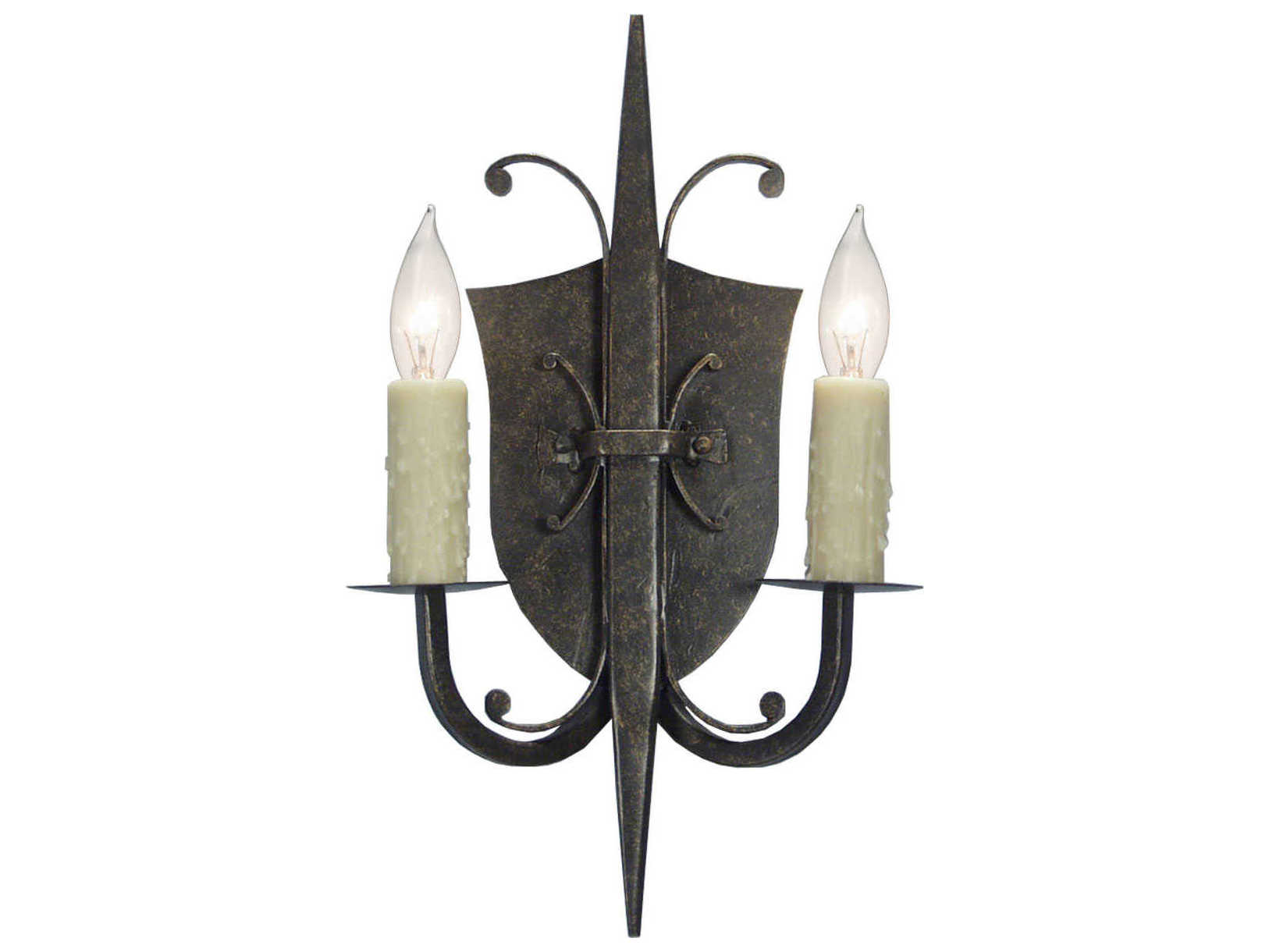Meyda Shield 2-Light Gilded Tobacco Brown Wall Sconce