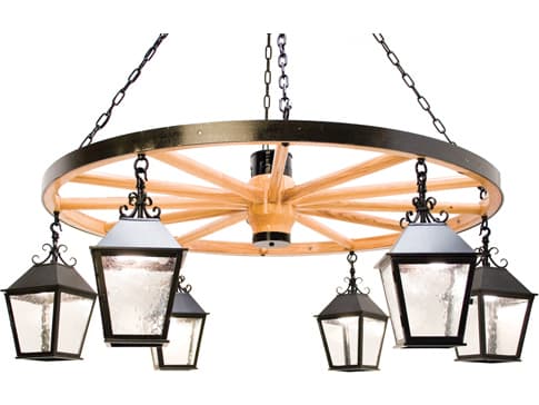 Meyda Silverton 6-Light Blackwash Hue Brown Glass Lantern Chandelier