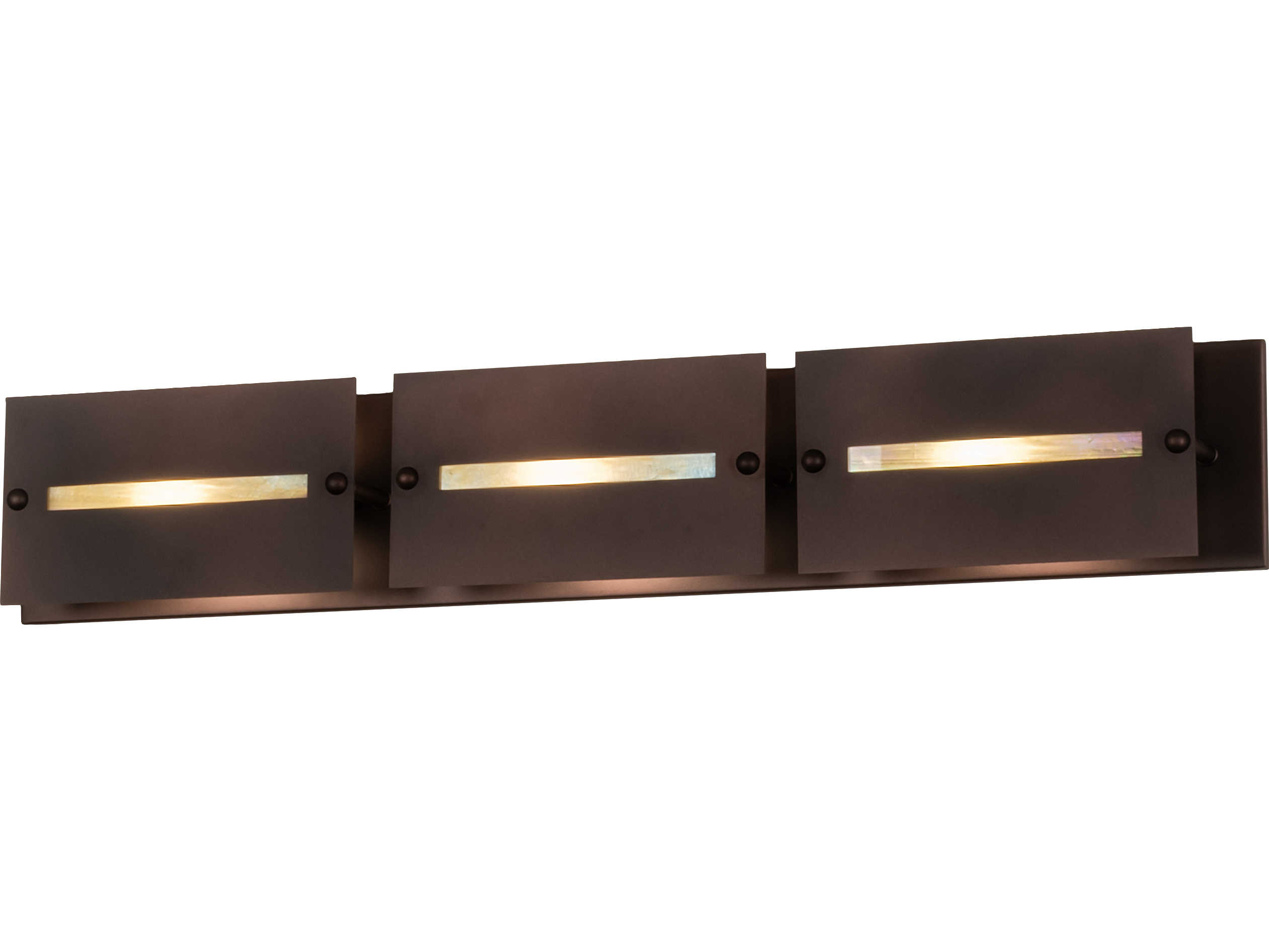 Meyda Stepping Stone 3-Light Beige Cinnamon Coffee Metalic Brown Glass Vanity Light