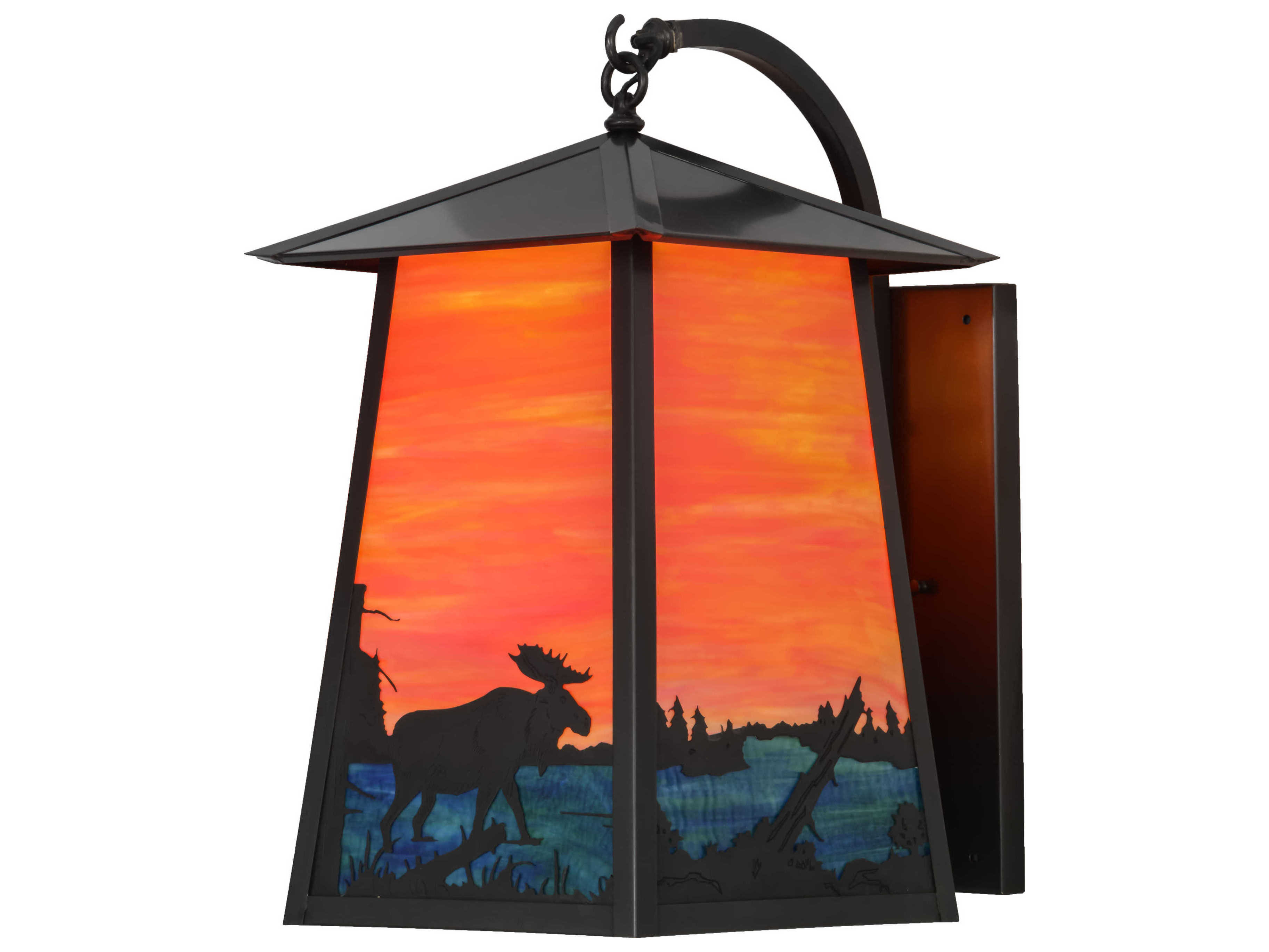 Meyda Stillwater Moose At Lake On Oa Craftsman Brown Wall Sconce