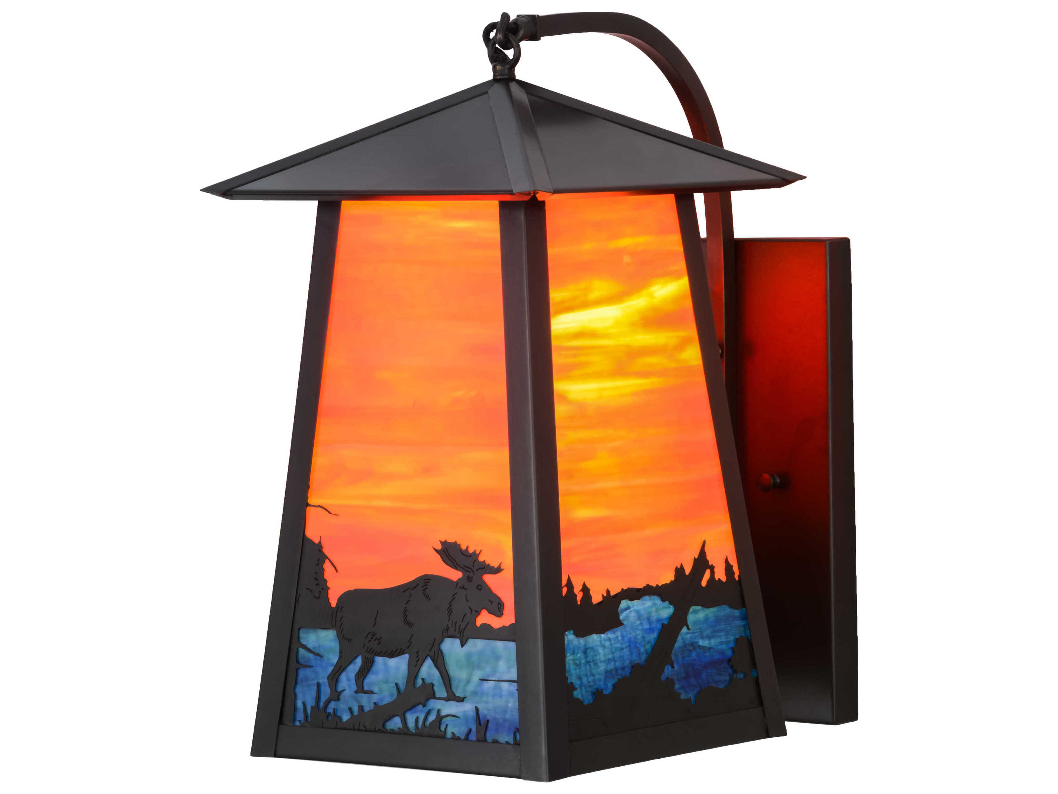 Meyda Stillwater Moose At Lake On Oa Craftsman Brown Wall Sconce
