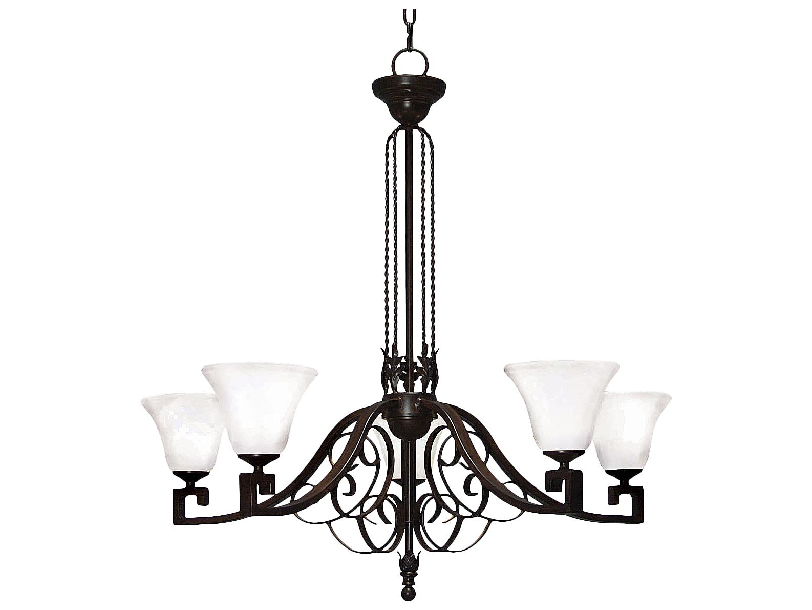 Meyda Suri 6-Light Rustic Iron Black Glass Bell Chandelier