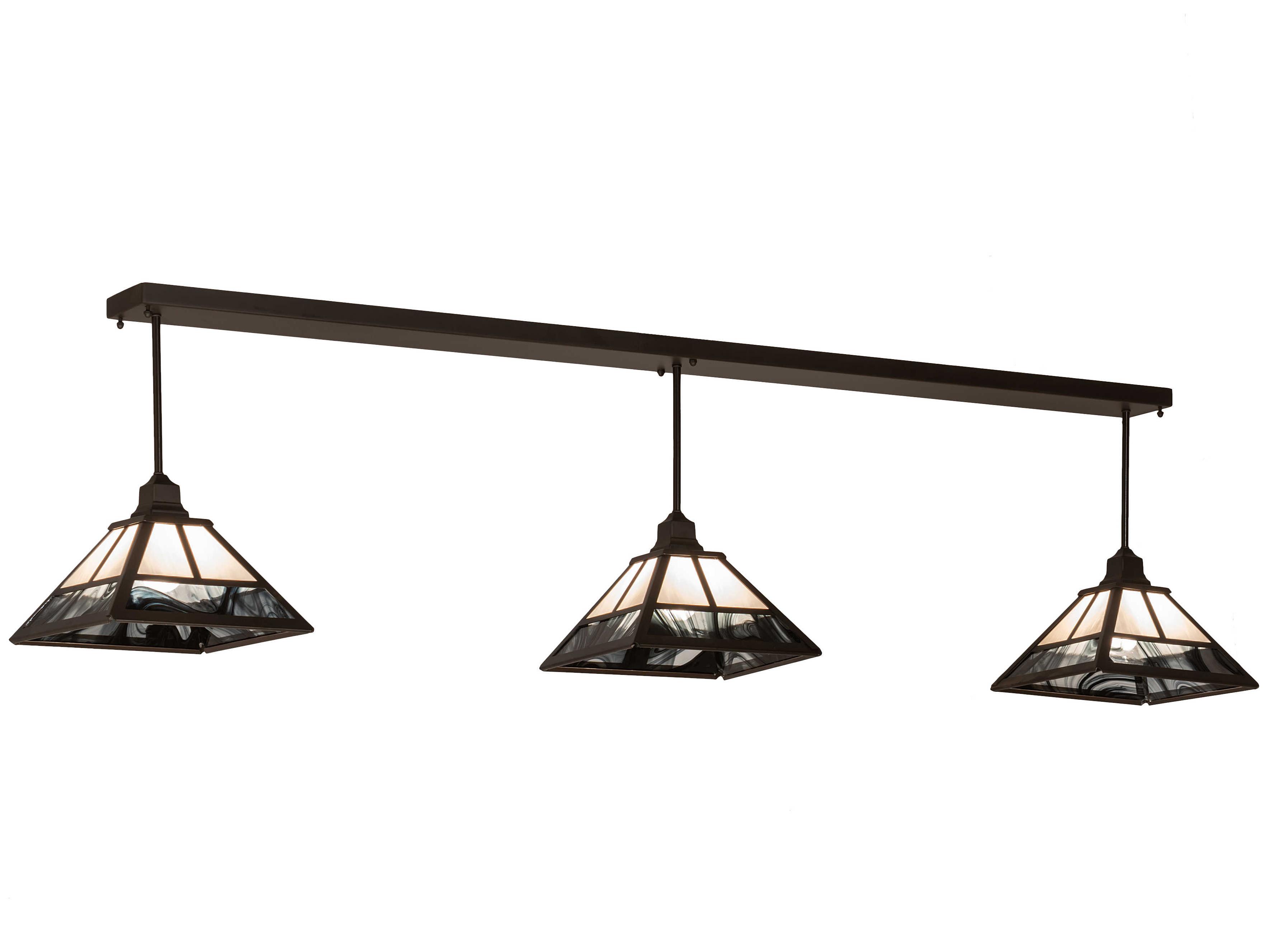 Meyda T-mission 3-Light Oil Rubbed Bronze Black Glass Island Pendant