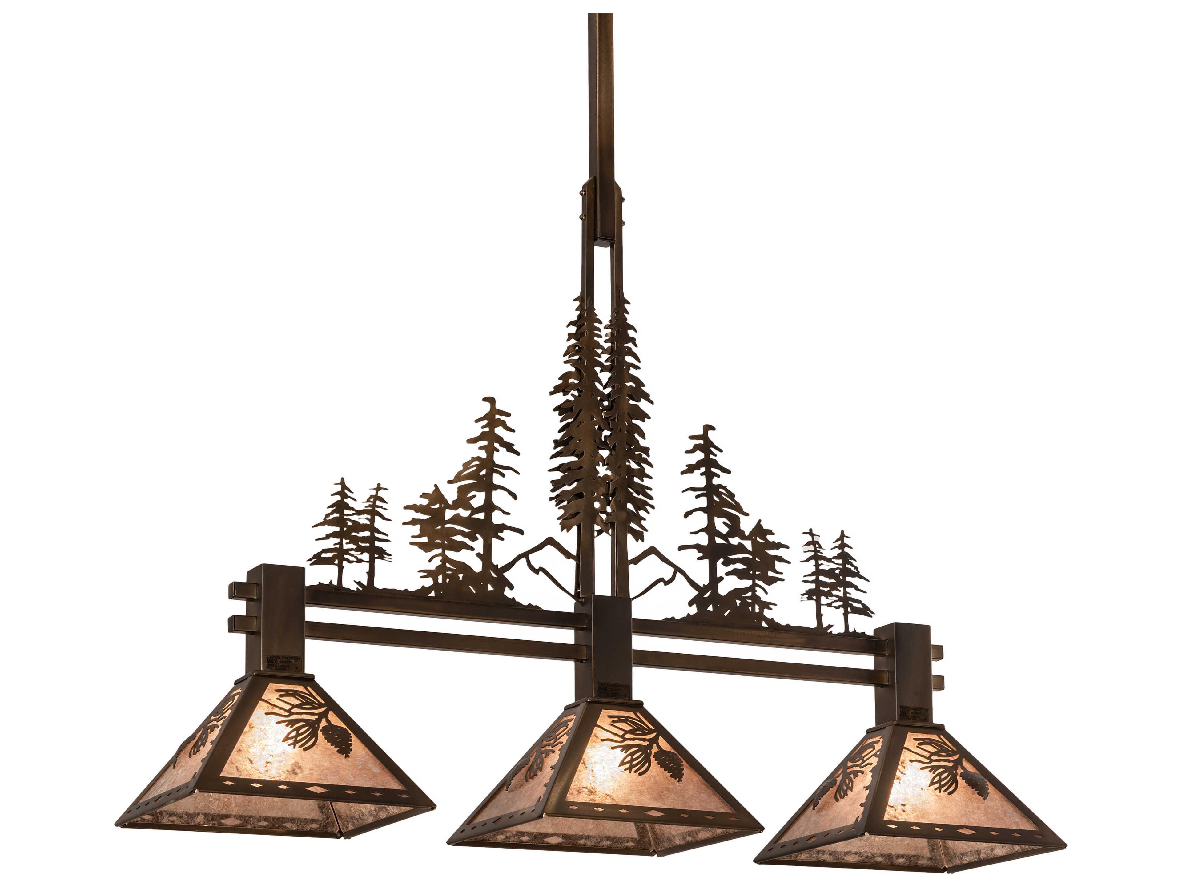 Meyda Tall Pines 3-Light Antique Copper Silver Island Pendant