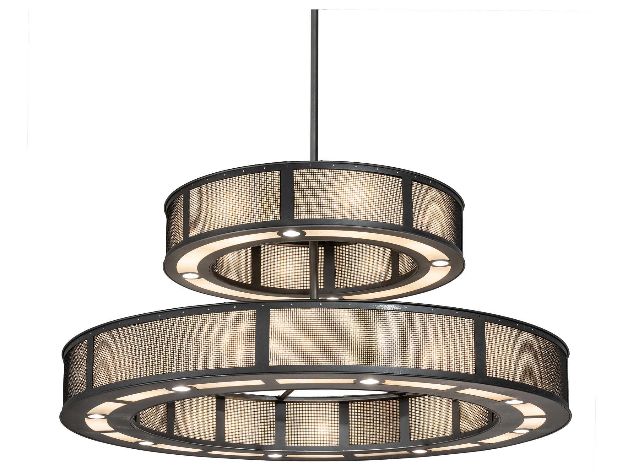 Meyda Telluride Magic 24 12-Light Natural Iron Solar Black Clear Drum Round Chandelier