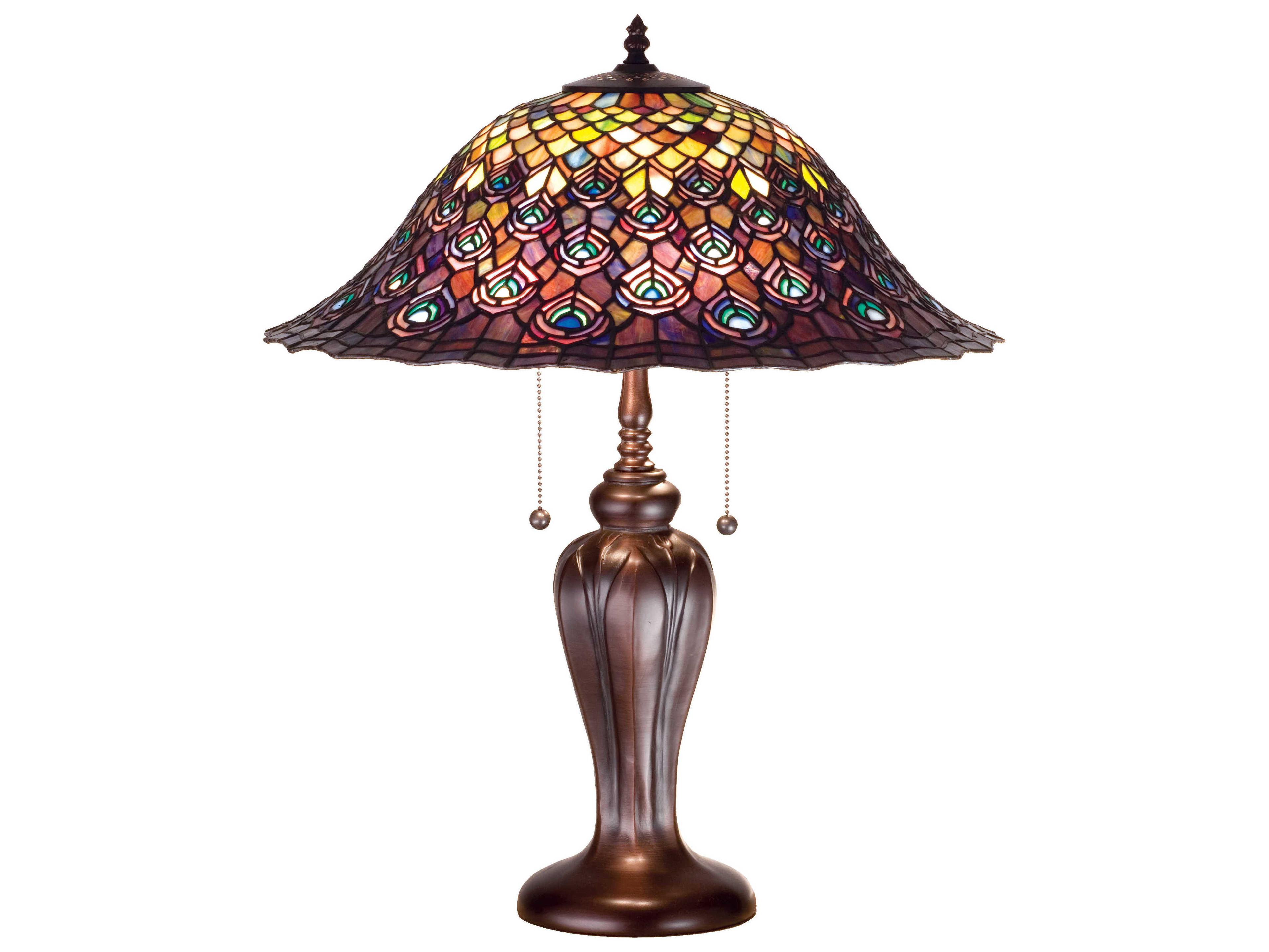 Meyda Tiffany Peacock Feather Bronze Buffet Lamp