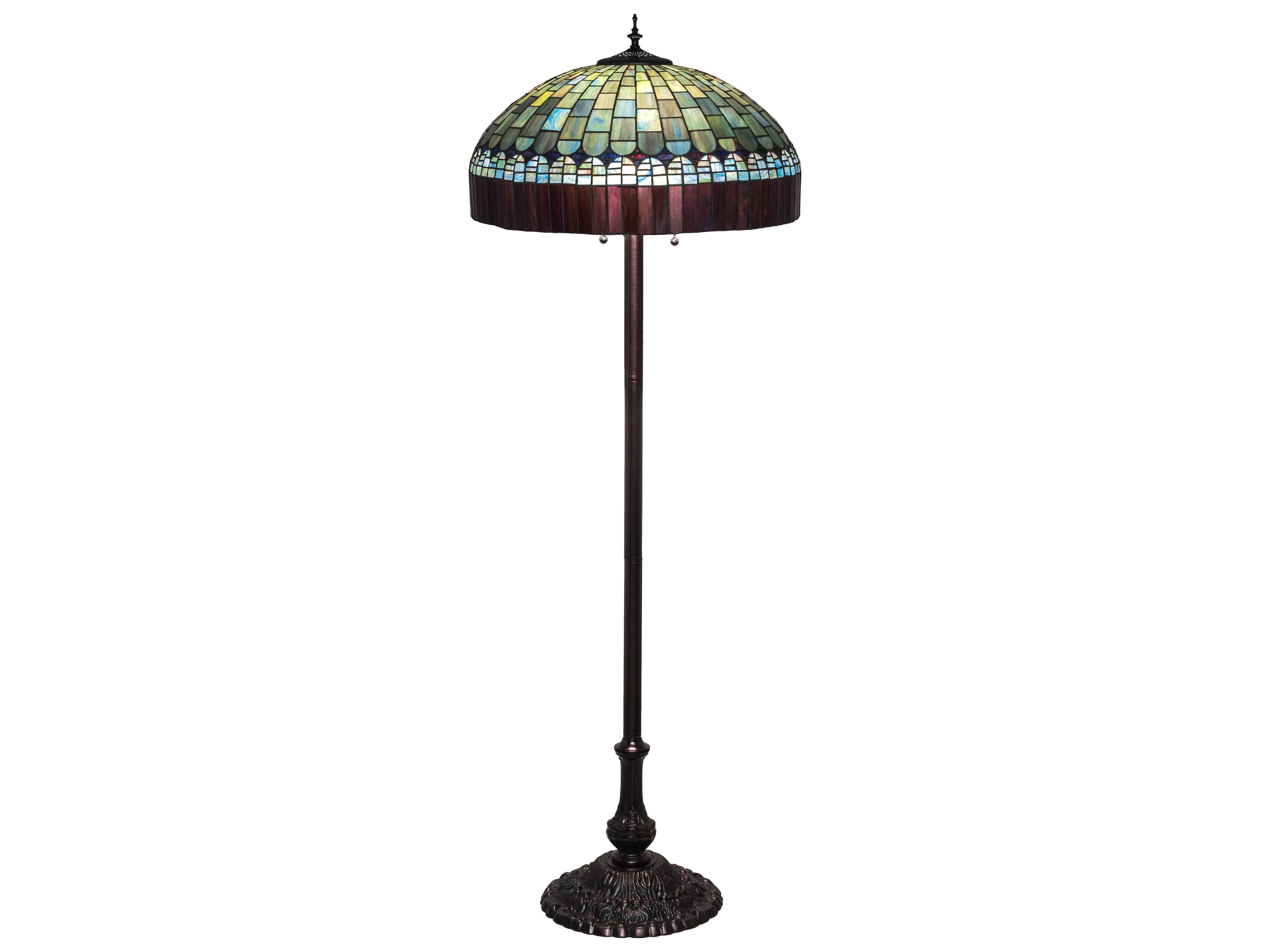 Meyda Tiffany Candice Glass Mahogany Bronze Floor Lamp