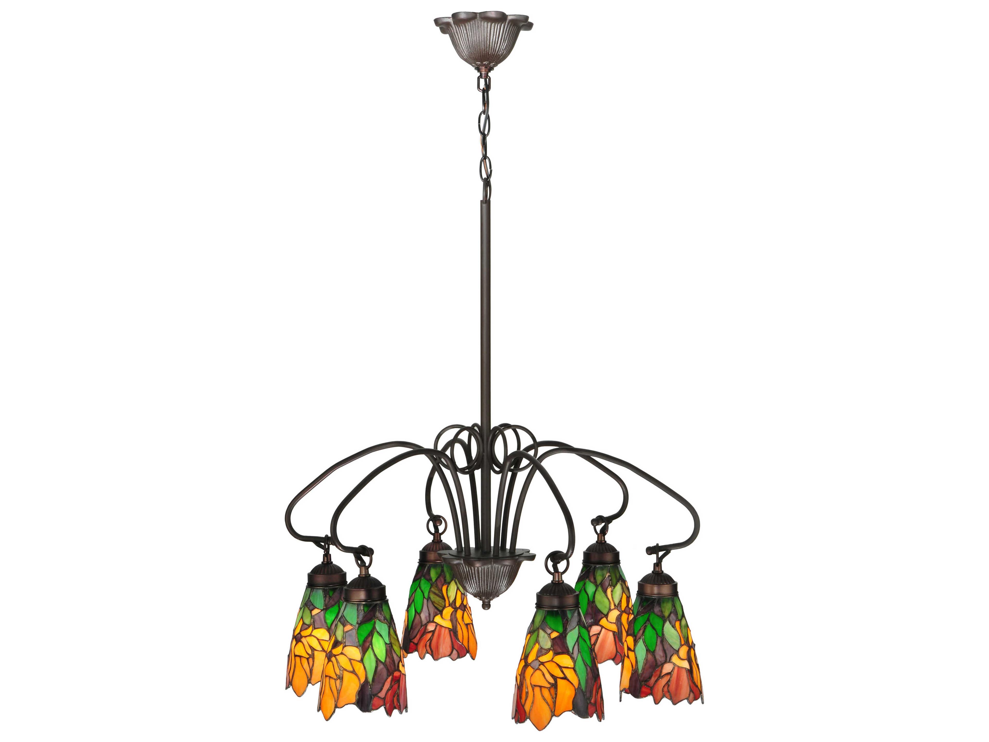 Meyda Tiffany 6-Light Green Glass Bell Chandelier