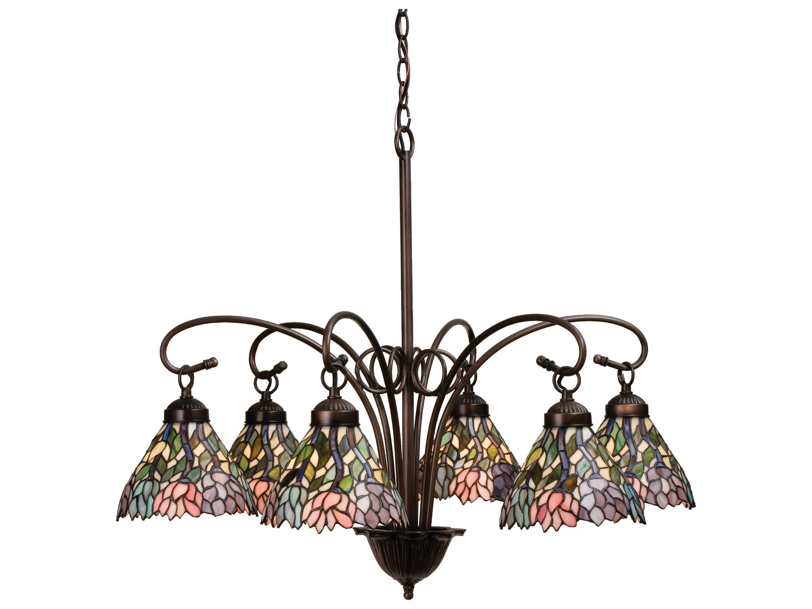 Meyda Wisteria 6-Light Bronze Glass Tiffany Chandelier
