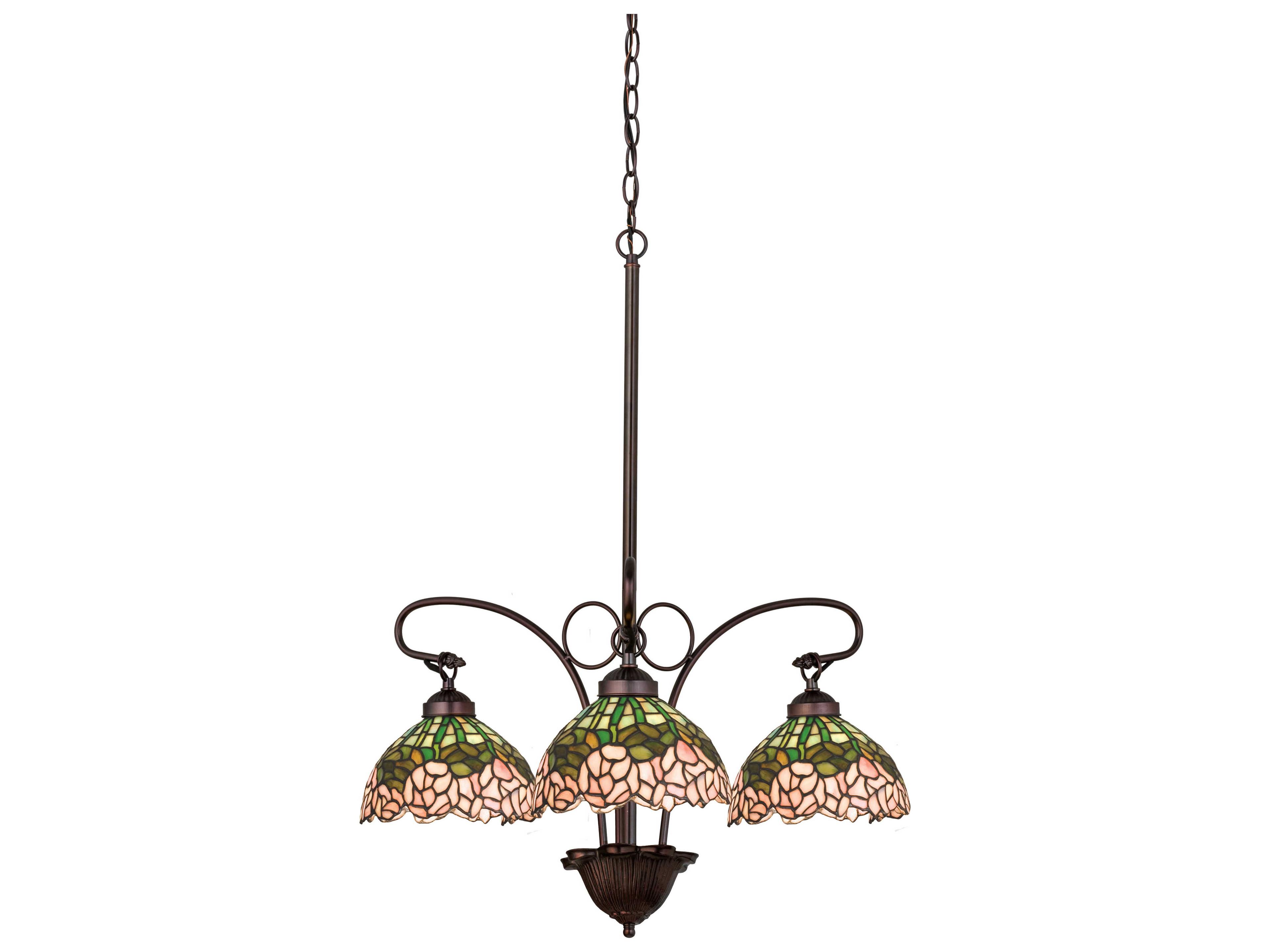Meyda Tiffany Cabbage Rose 3-Light Bronze Chandelier
