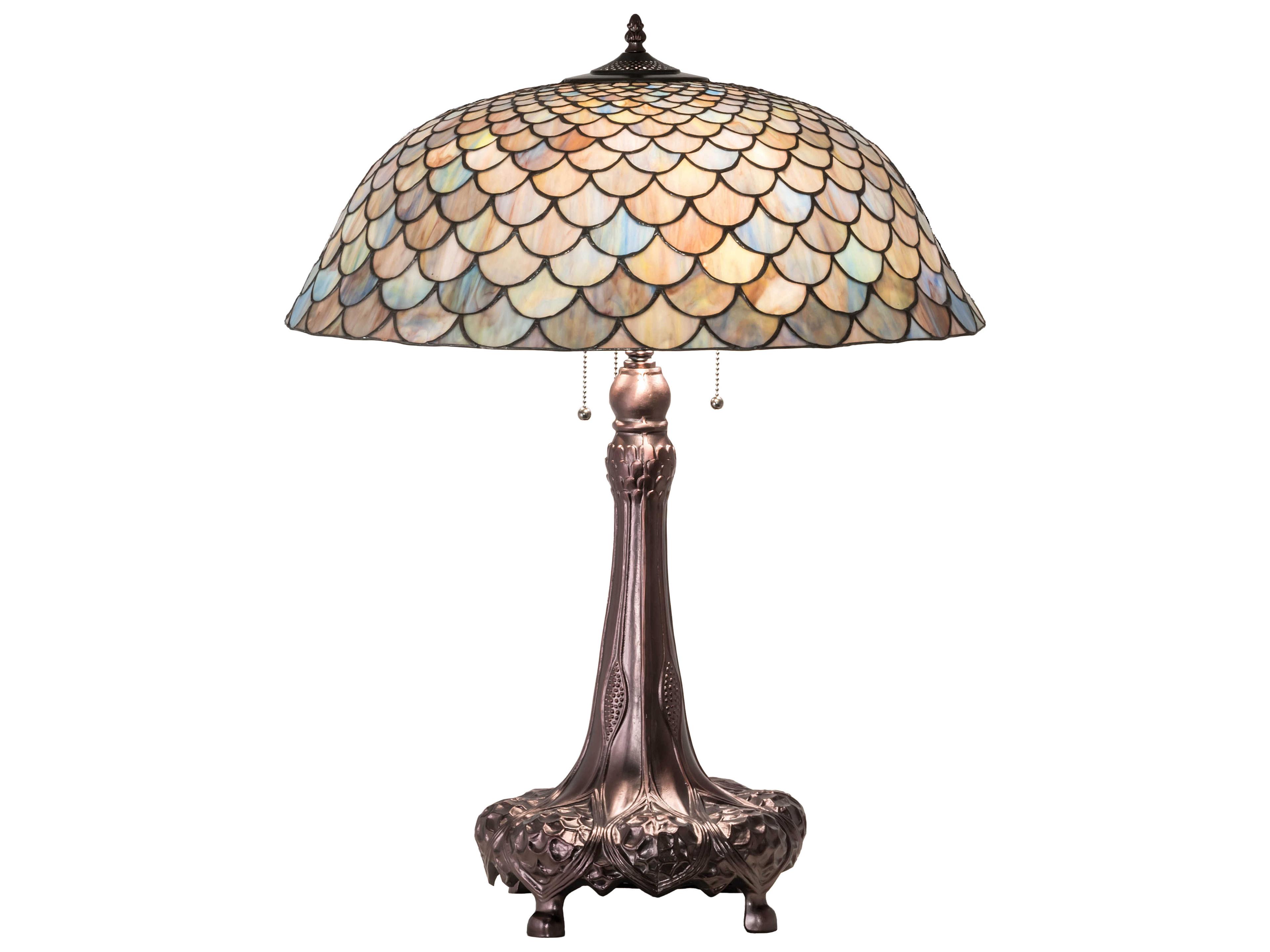 Meyda Tiffany Fishscale Glass Mahogany Bronze Buffet Lamp