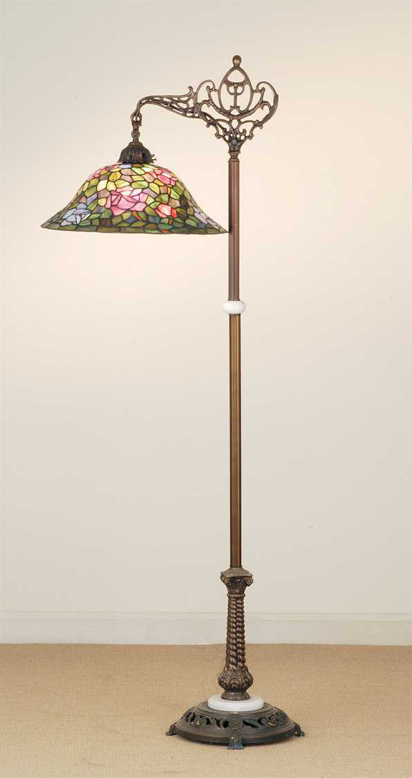 Meyda Tiffany Rosebush Bridge Arm Bronze Floor Lamp
