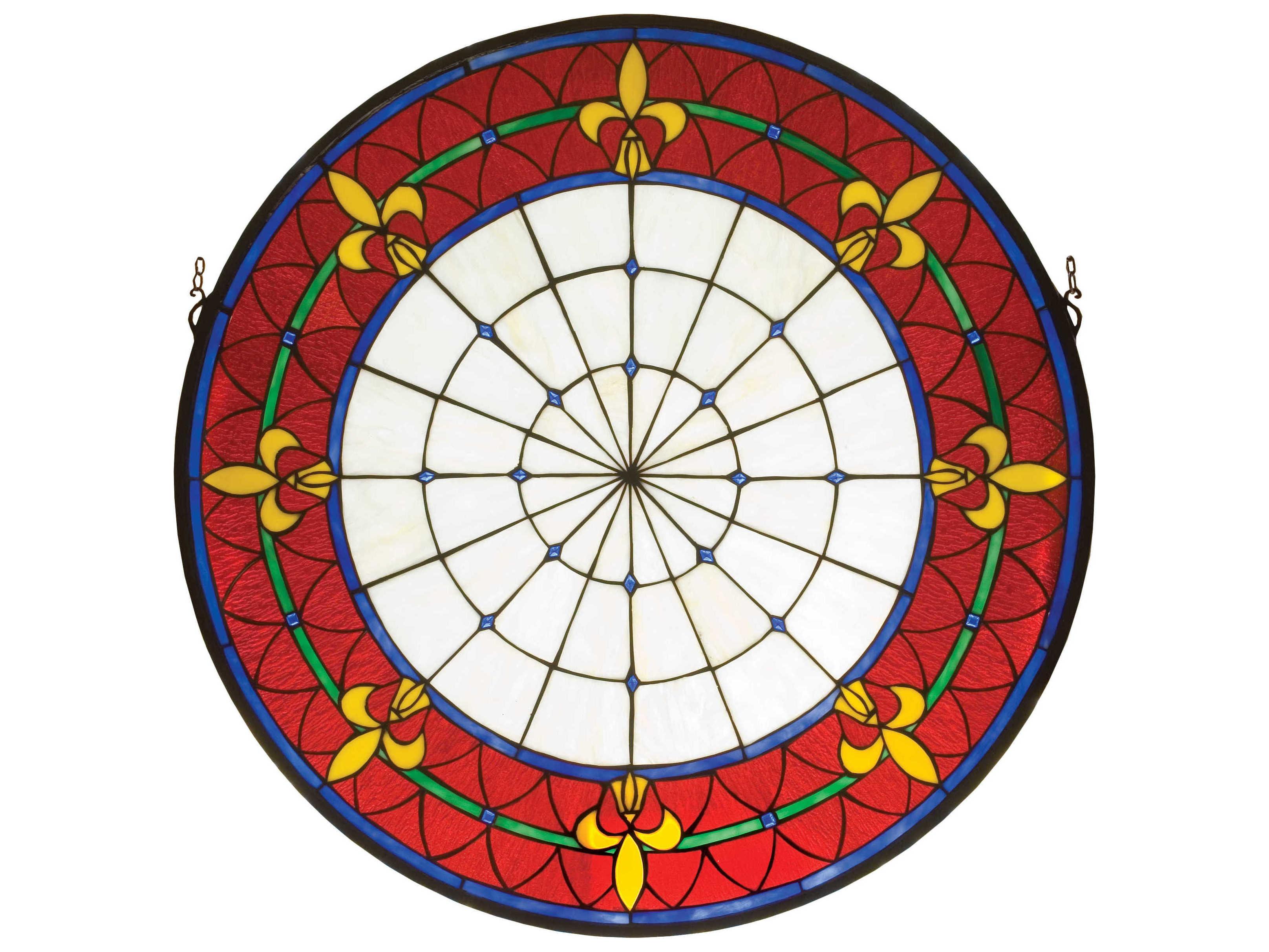 Meyda Fleur-De-Lis Medallion Stained Glass Window