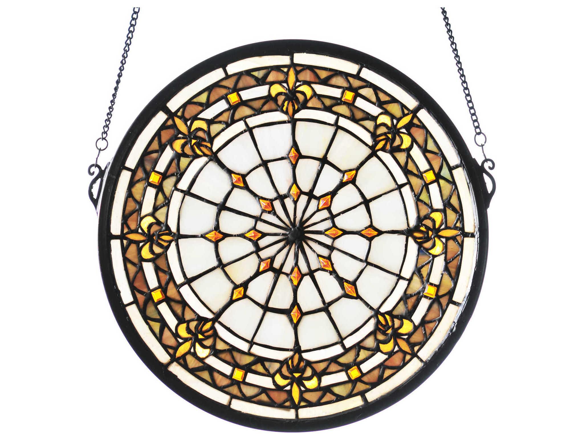 Meyda Fleur-De-Lis Medallion Stained Glass Window