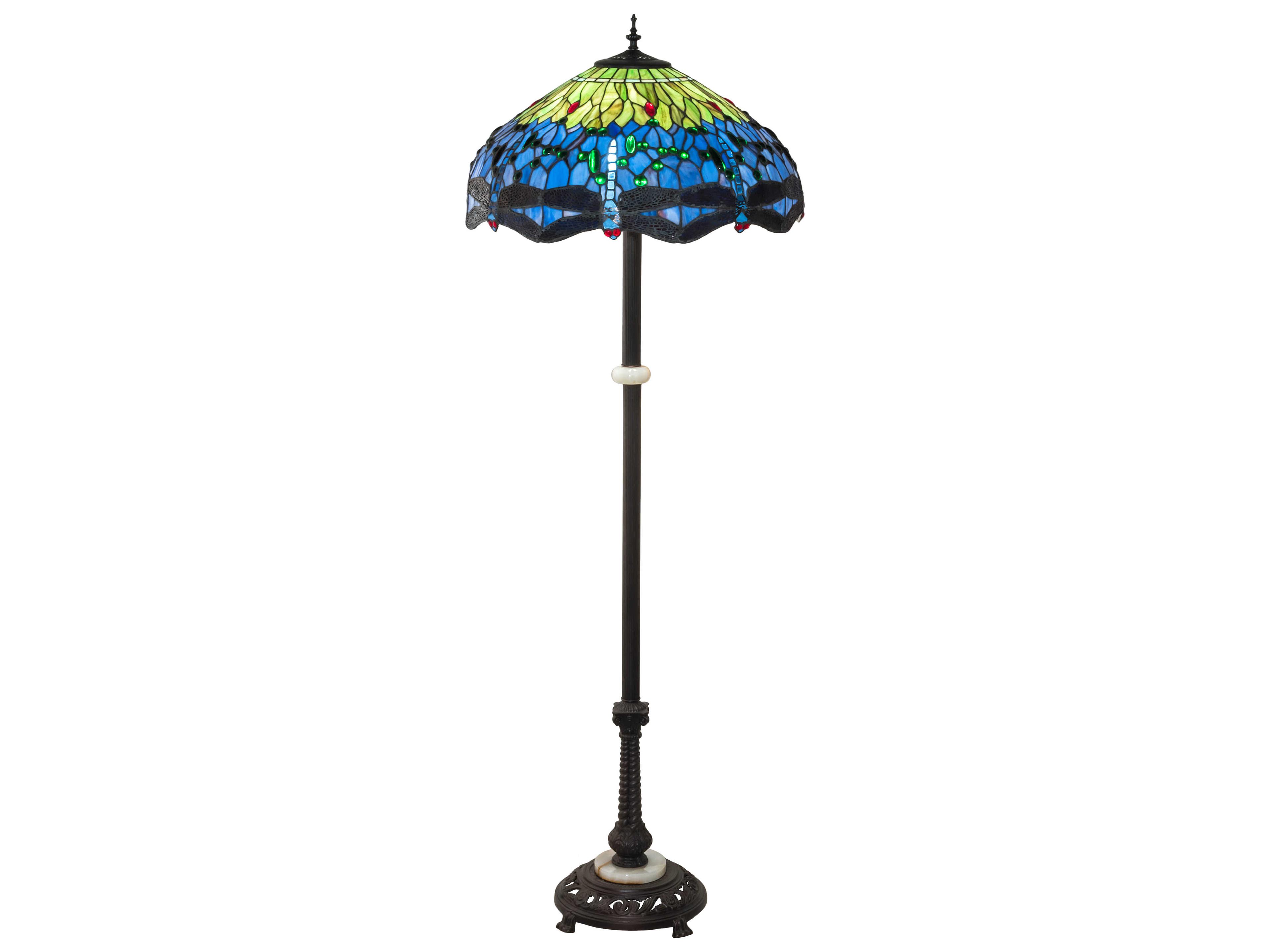 Meyda Tiffany Hanginghead Dragonfly Glass Mahogany Bronze Floor Lamp