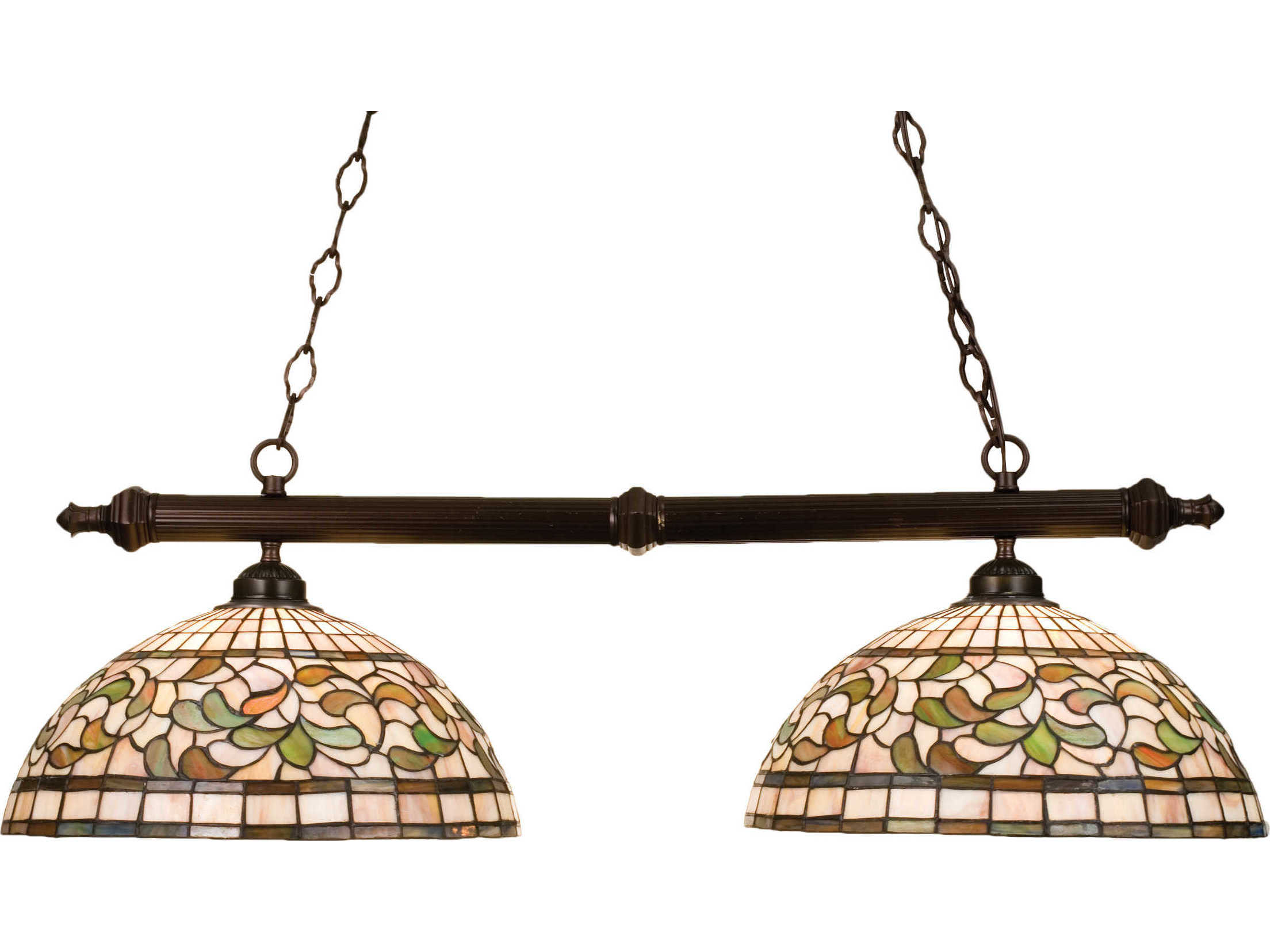 Meyda Tiffany Turning Leaf 2-Light Bronze Dome Geometric Island Pendant