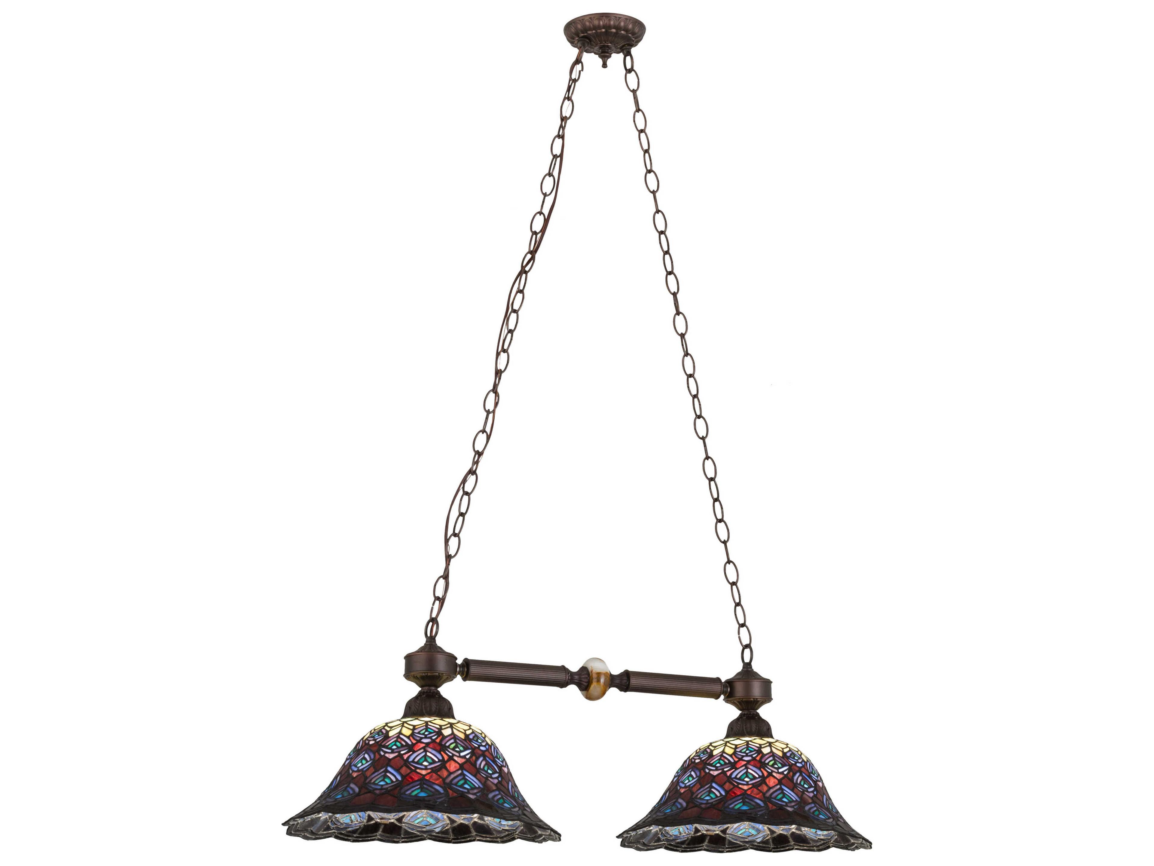 Meyda Tiffany 2-Light Bronze Dome Geometric Island Pendant