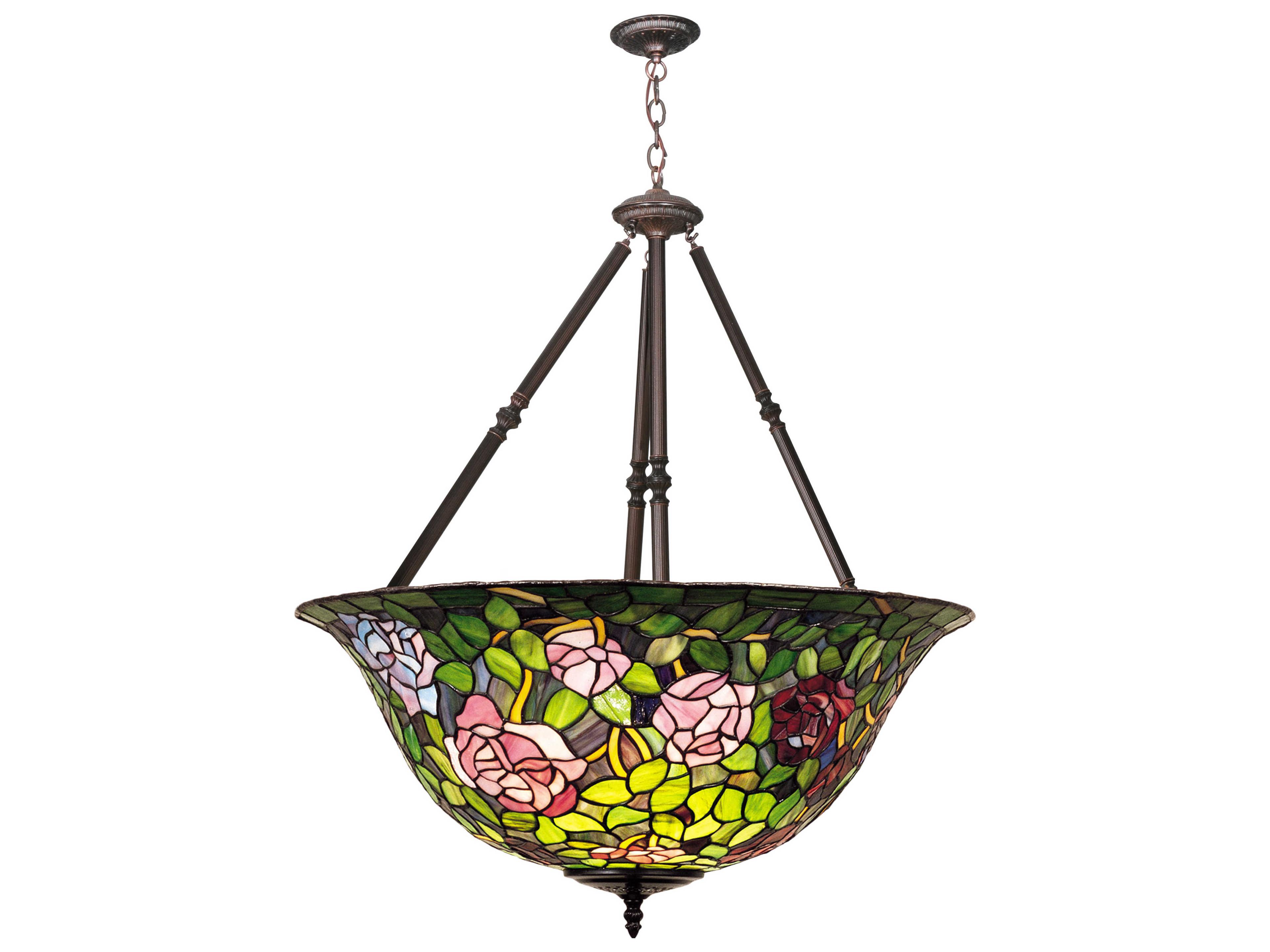 Meyda Tiffany Rosebush 5-Light Brass Bowl Geometric Pendant