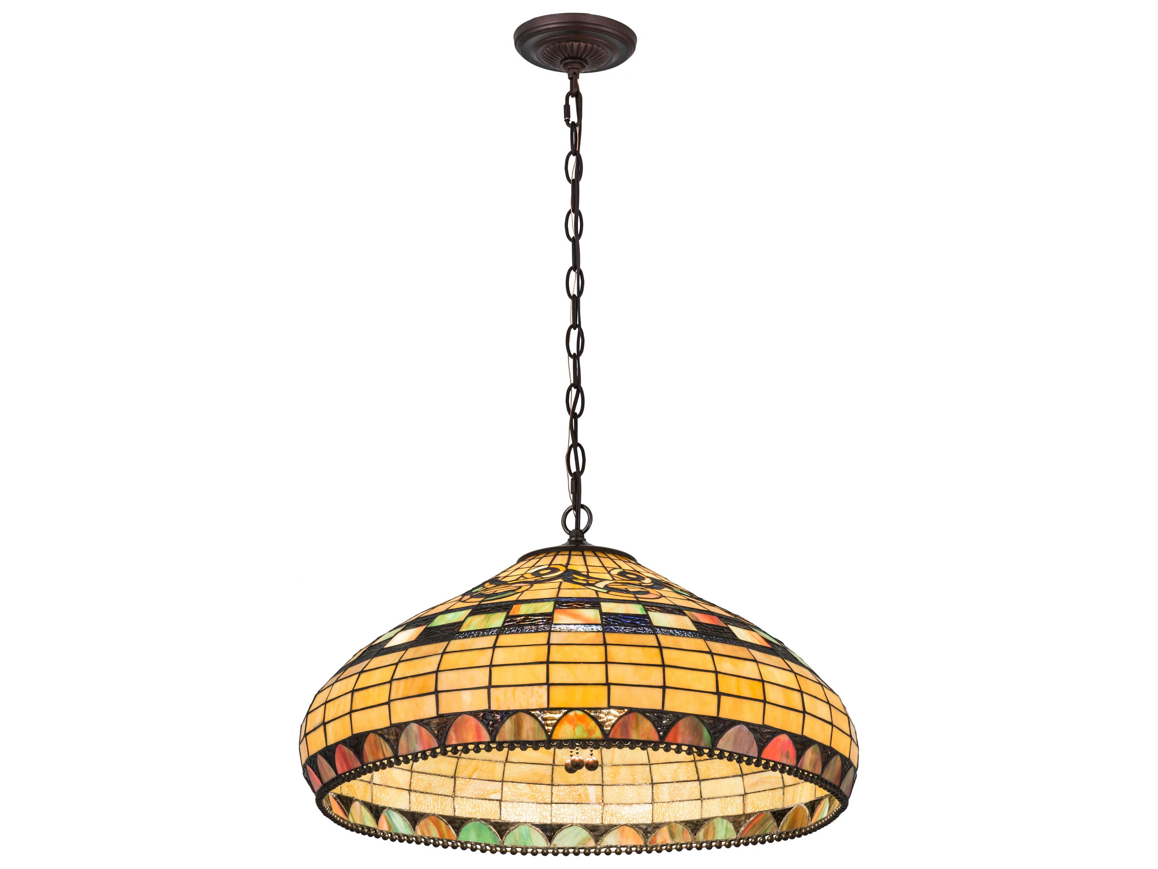 Meyda Tiffany Edwardian 3-Light Bronze Dome Geometric Pendant