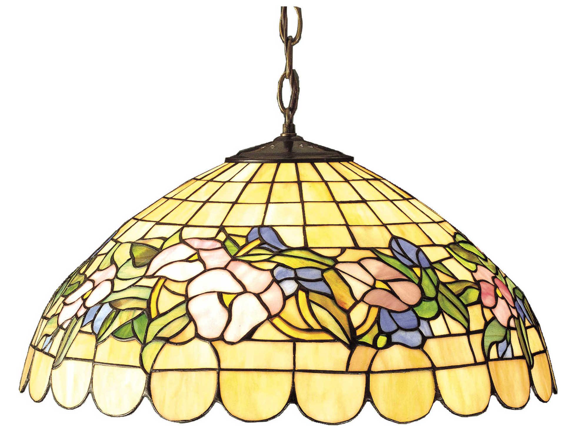 Meyda Tiffany Pansy 3-Light Bronze Dome Geometric Pendant